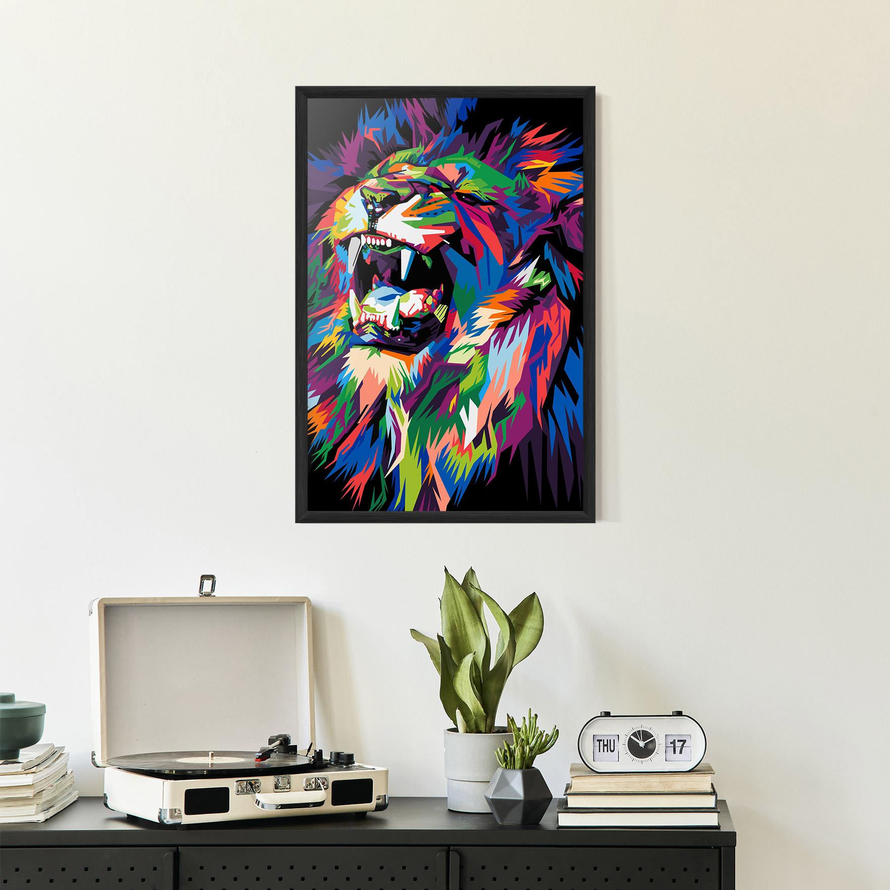 Poster Înrămat Beautiful Lion mockup 2
