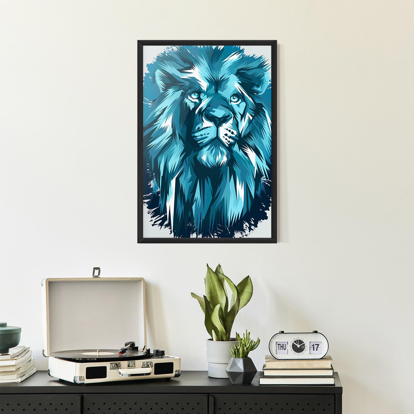 Poster Înrămat Blue Lion Head mockup 2