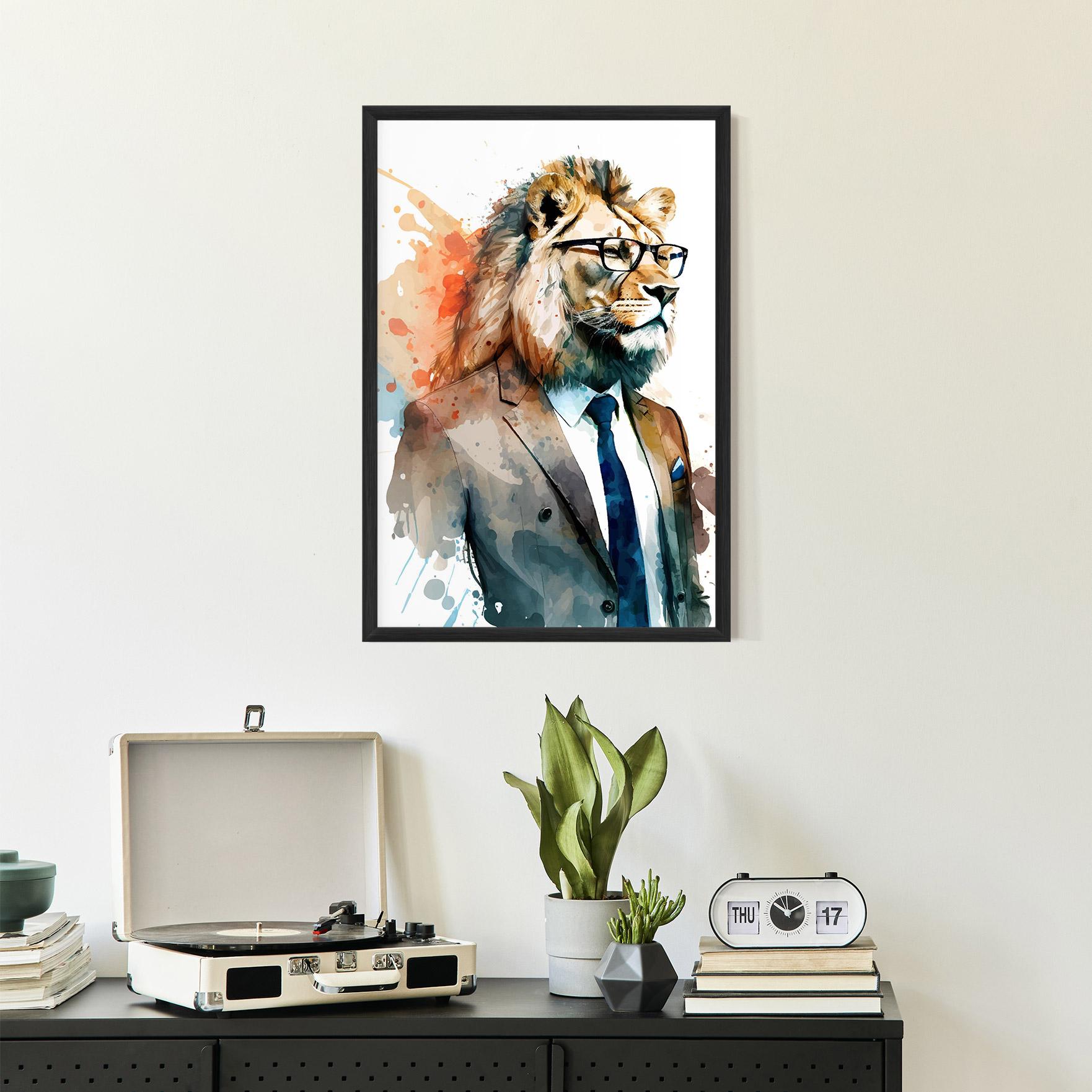 Poster Înrămat Brown Suit Lion mockup 2