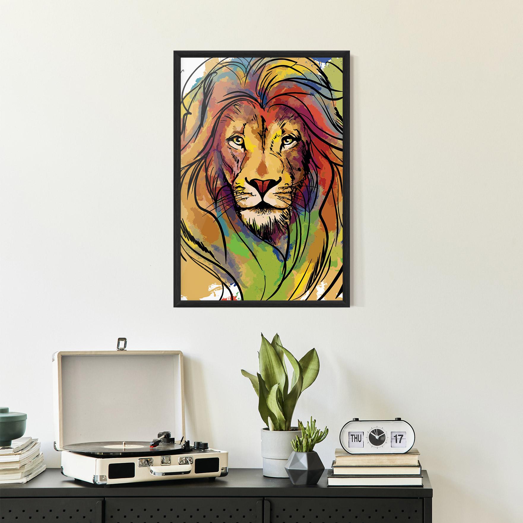 Poster Înrămat Drawn Lion mockup 2