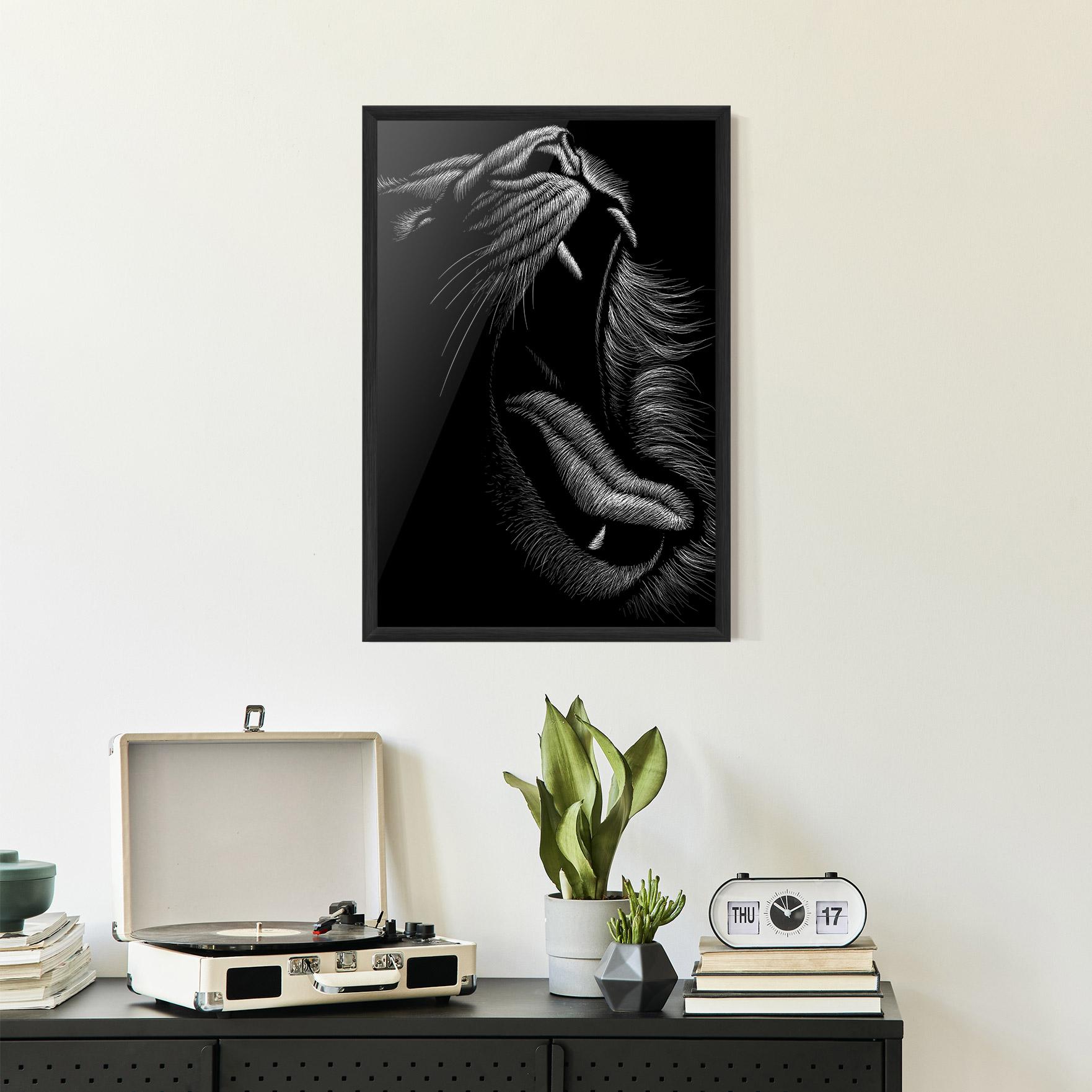 Poster Înrămat Lion Bite Line mockup 2