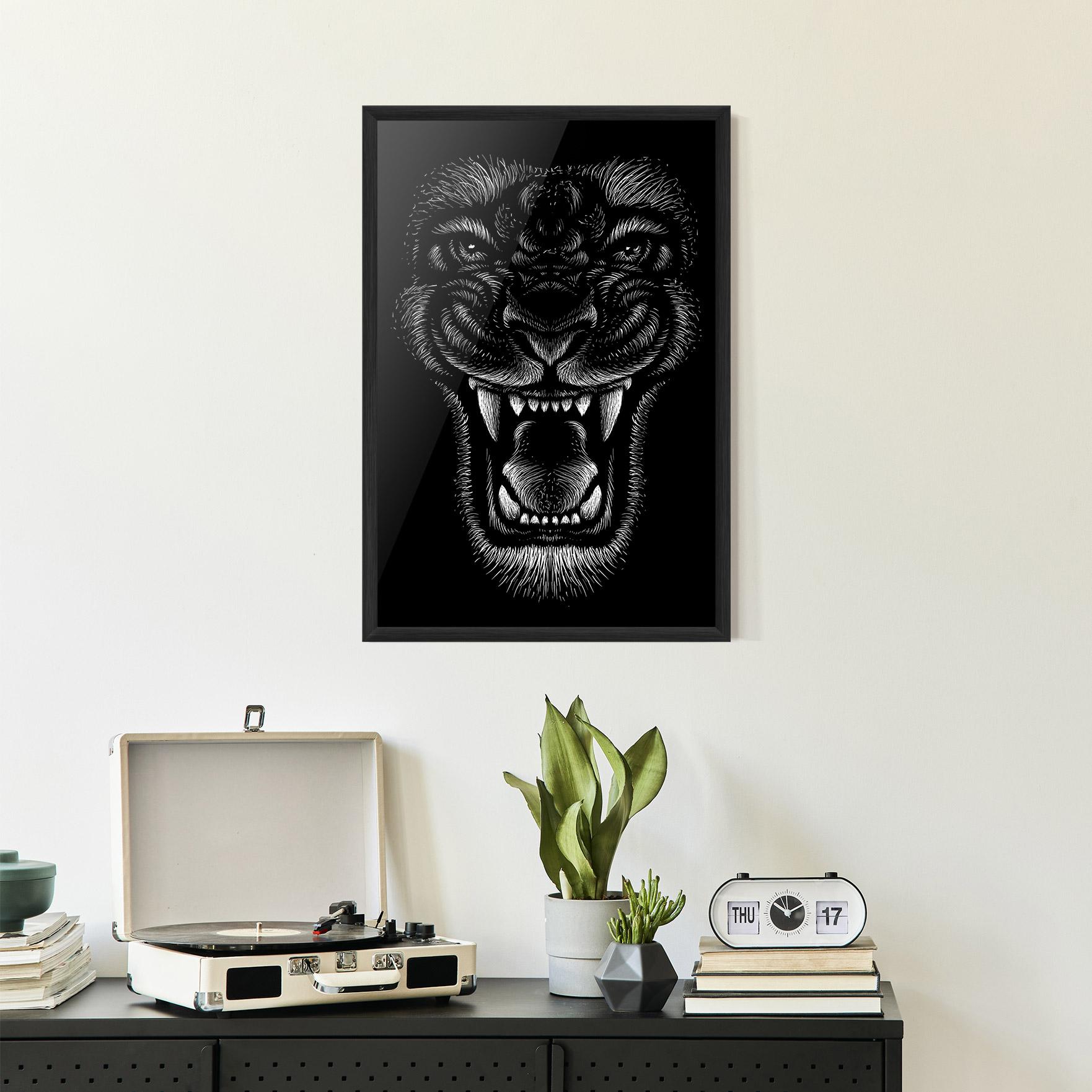 Poster Înrămat Lion Bite mockup 2