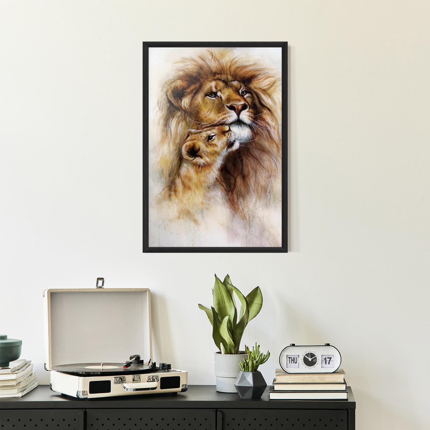 Poster Înrămat Lion Love mockup 2