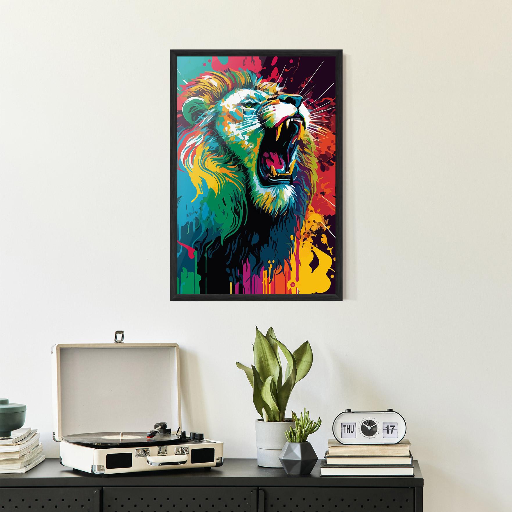 Poster Înrămat Lion Splash mockup 2