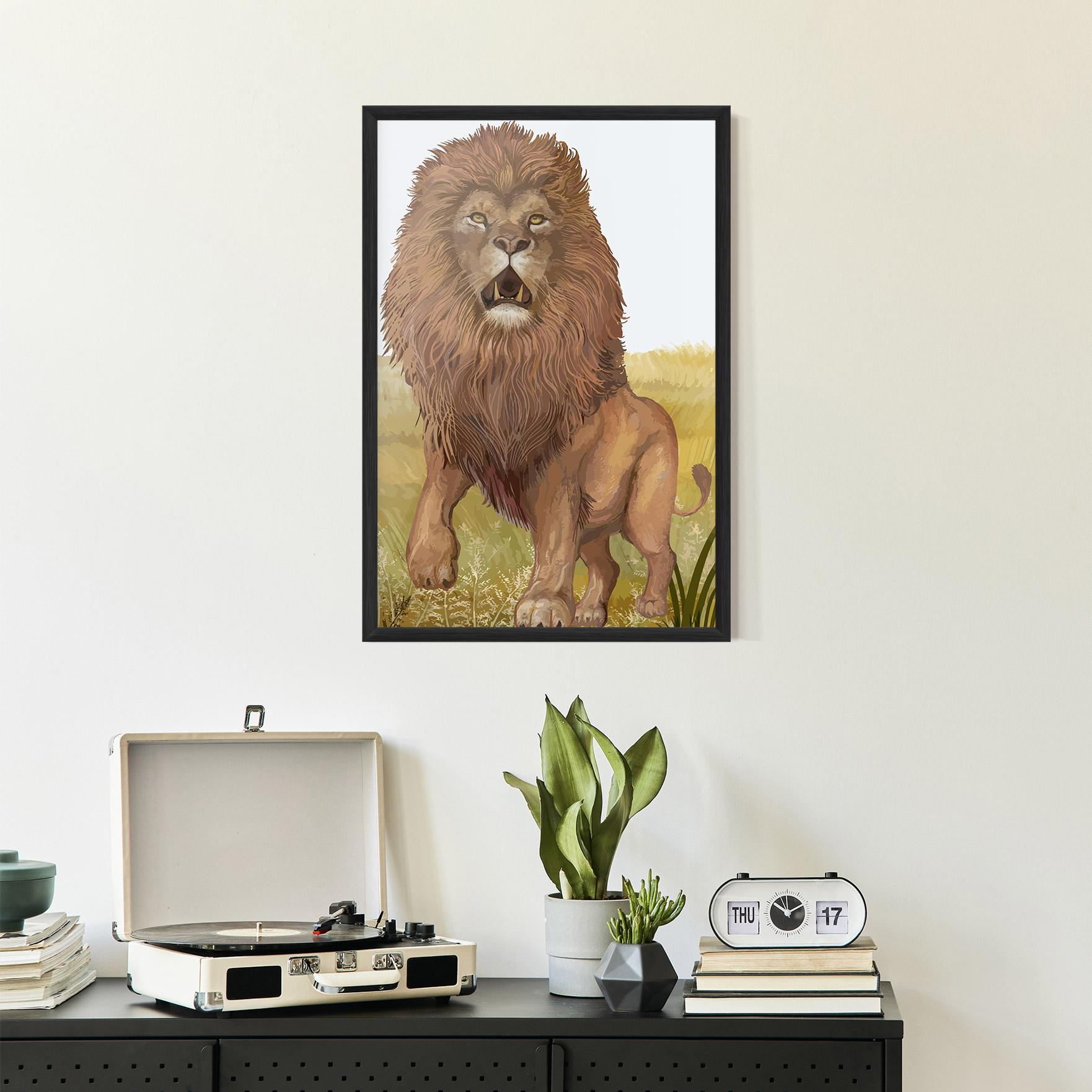Poster Înrămat Wild Lion mockup 2