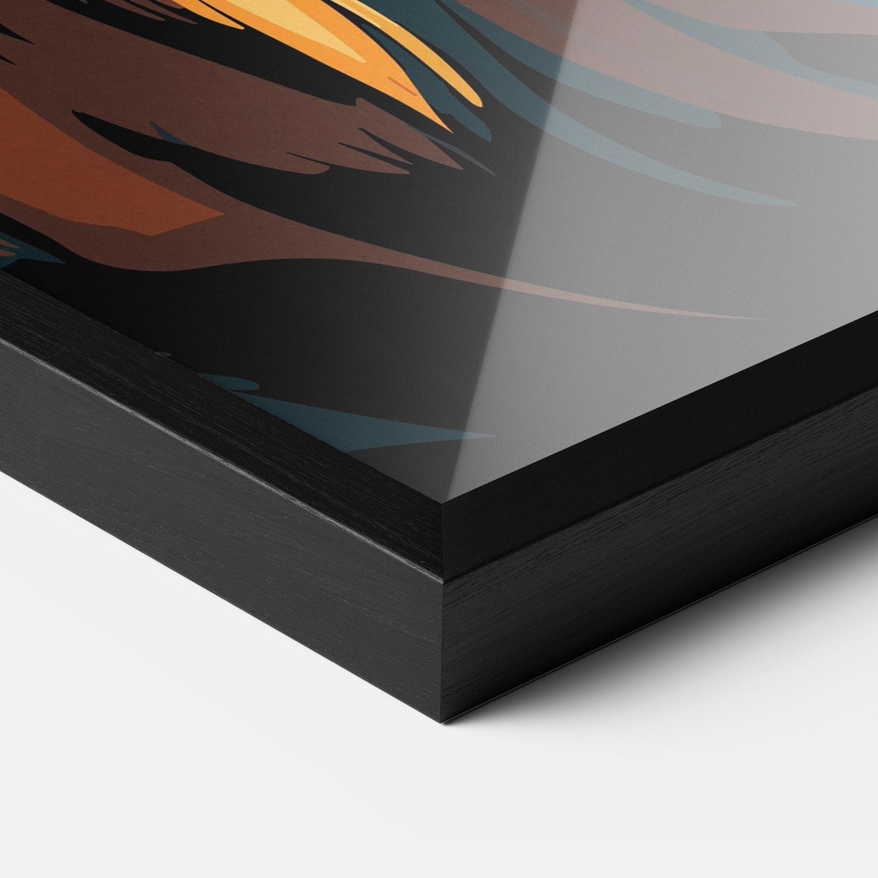 Poster Înrămat Blue Yellow Lion mockup 3