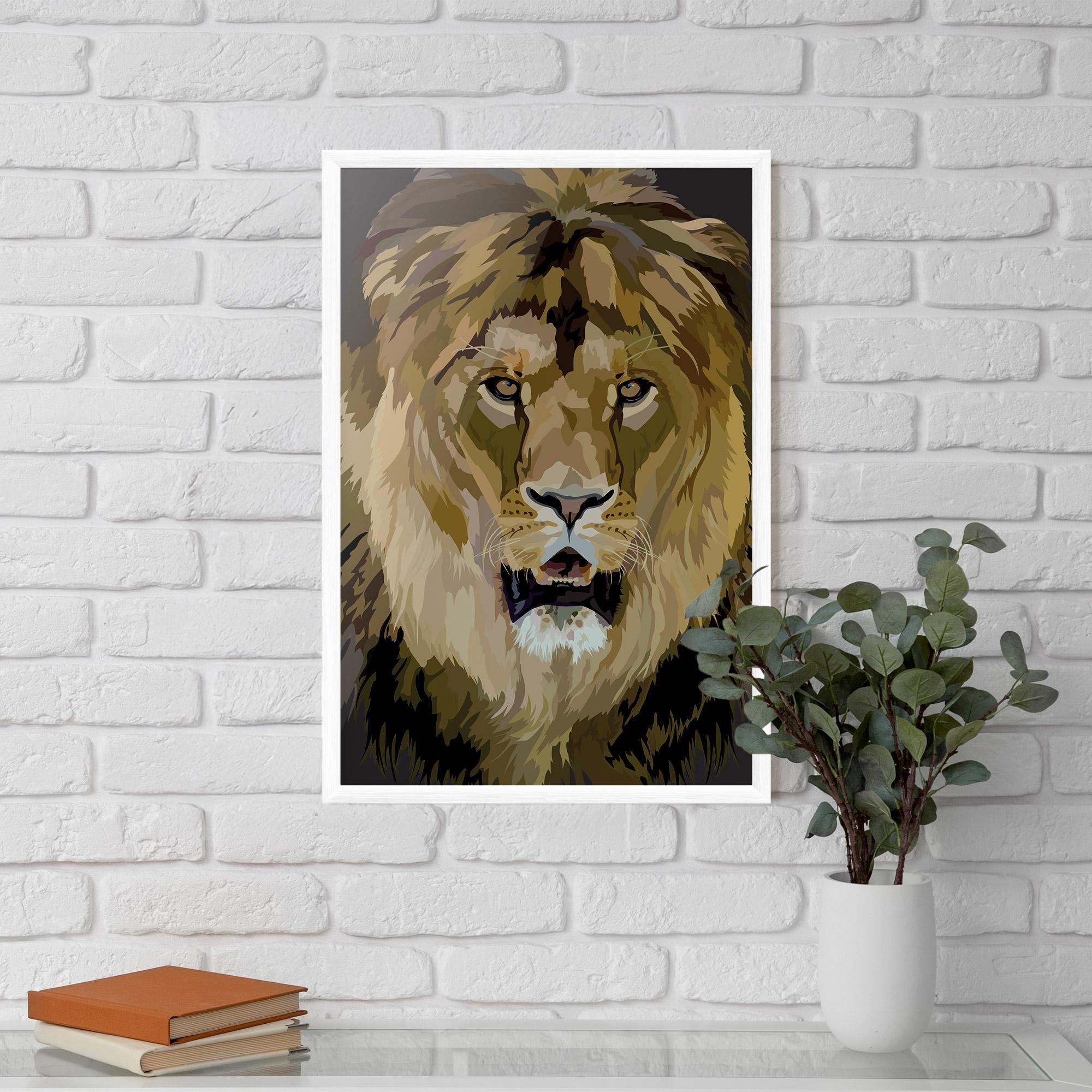 Poster Înrămat Beautiful Lion Art mockup 5