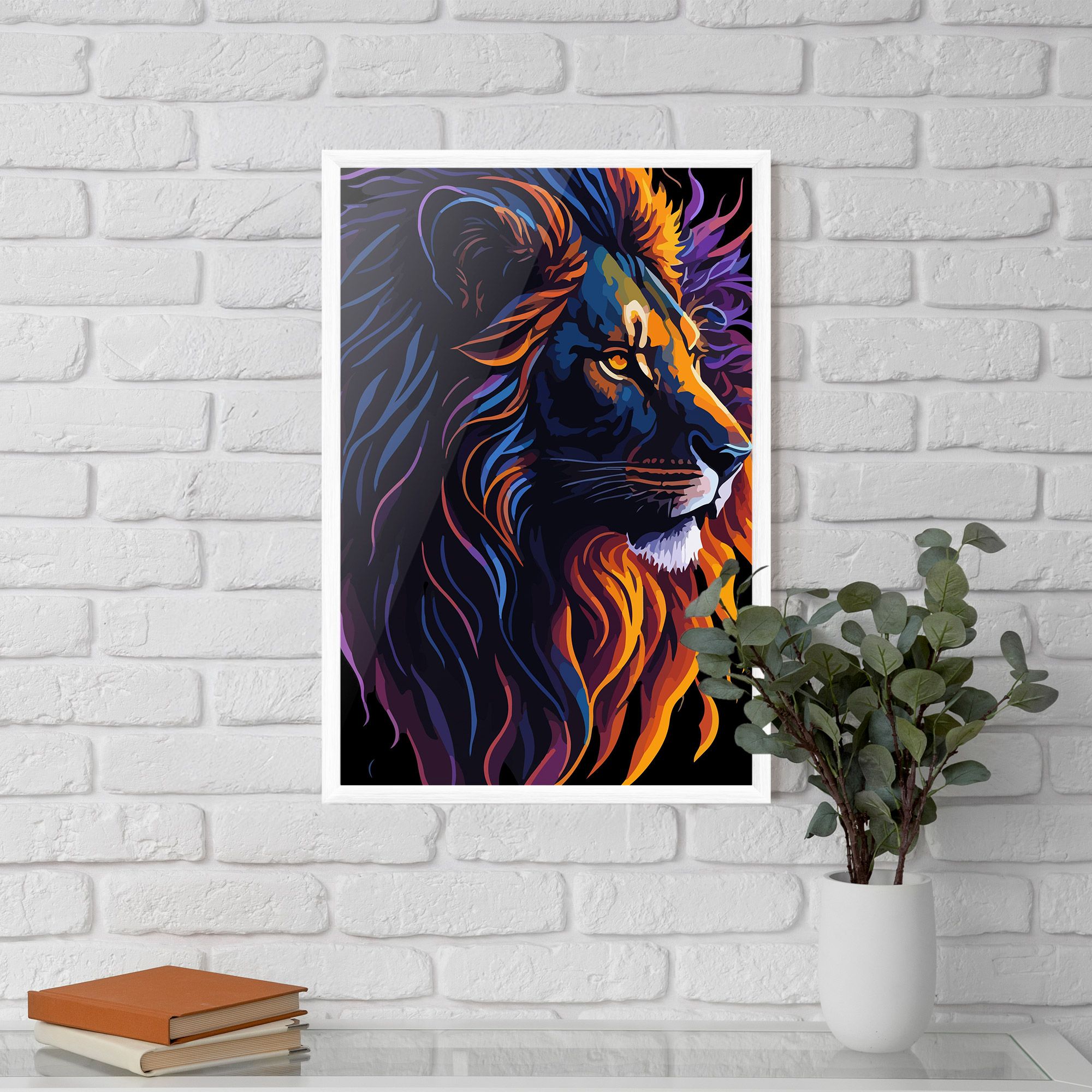 Colorful Lion On Black mockup 5