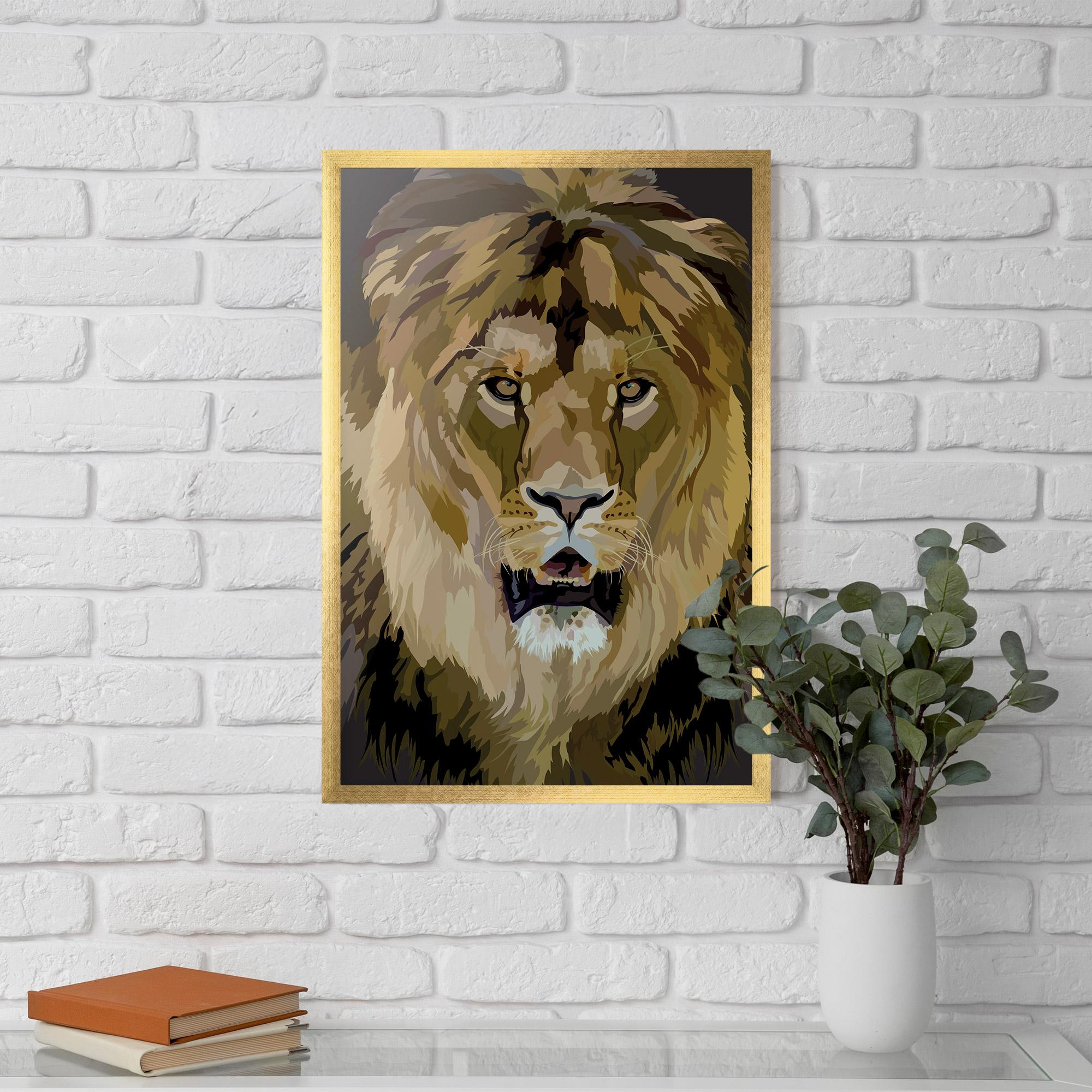 Poster Înrămat Beautiful Lion Art mockup 5