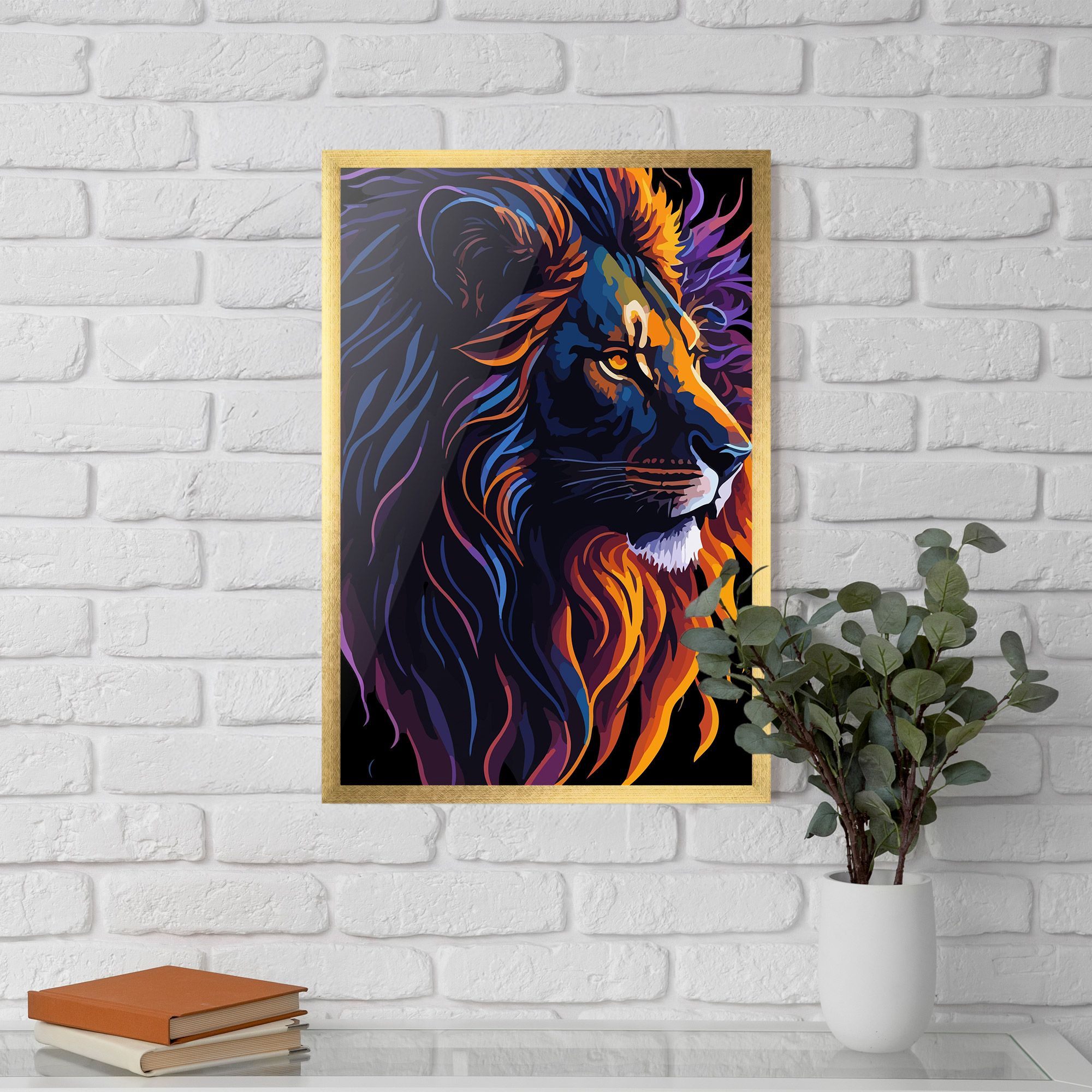 Colorful Lion On Black mockup 5