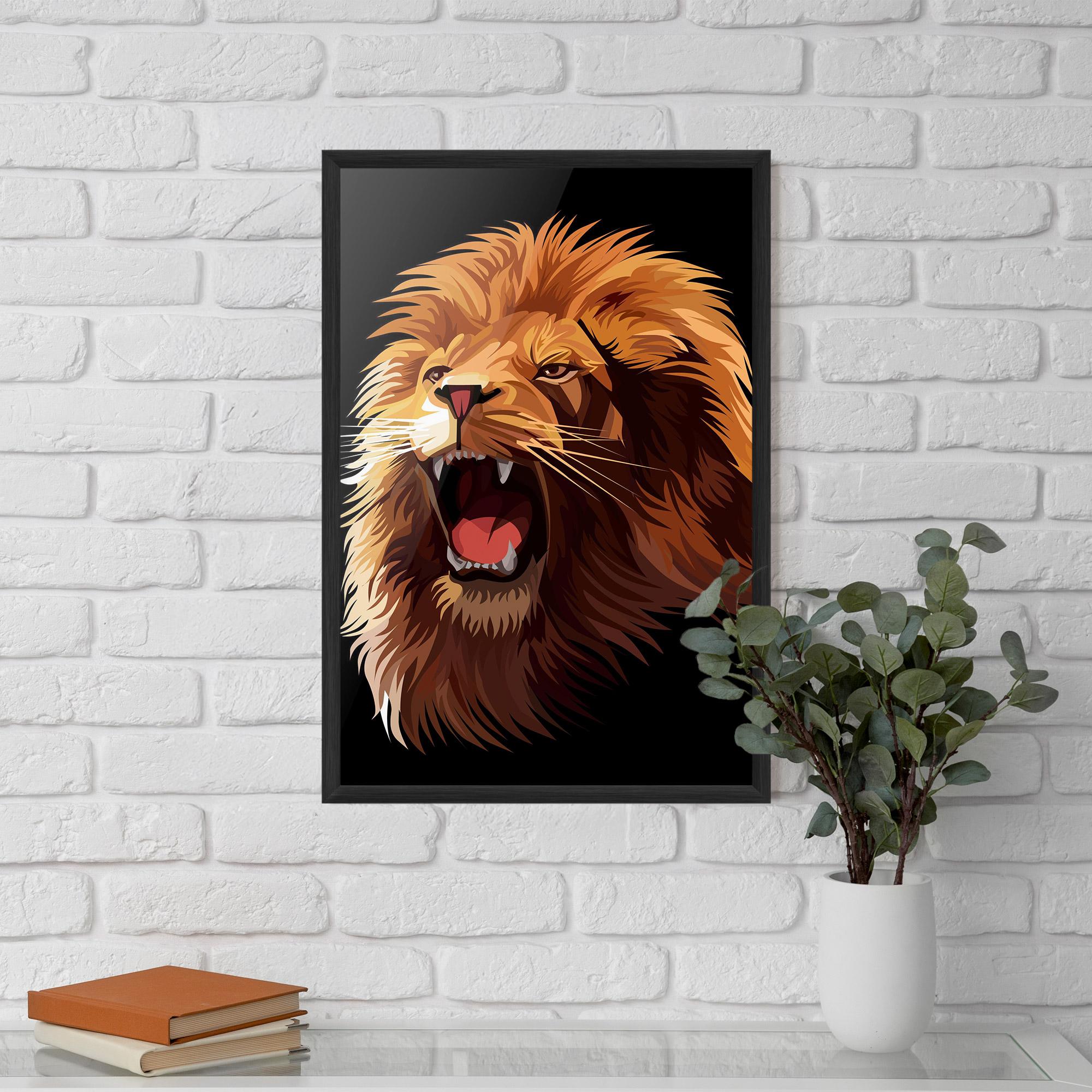 Poster Înrămat Angry Lion Head mockup 5