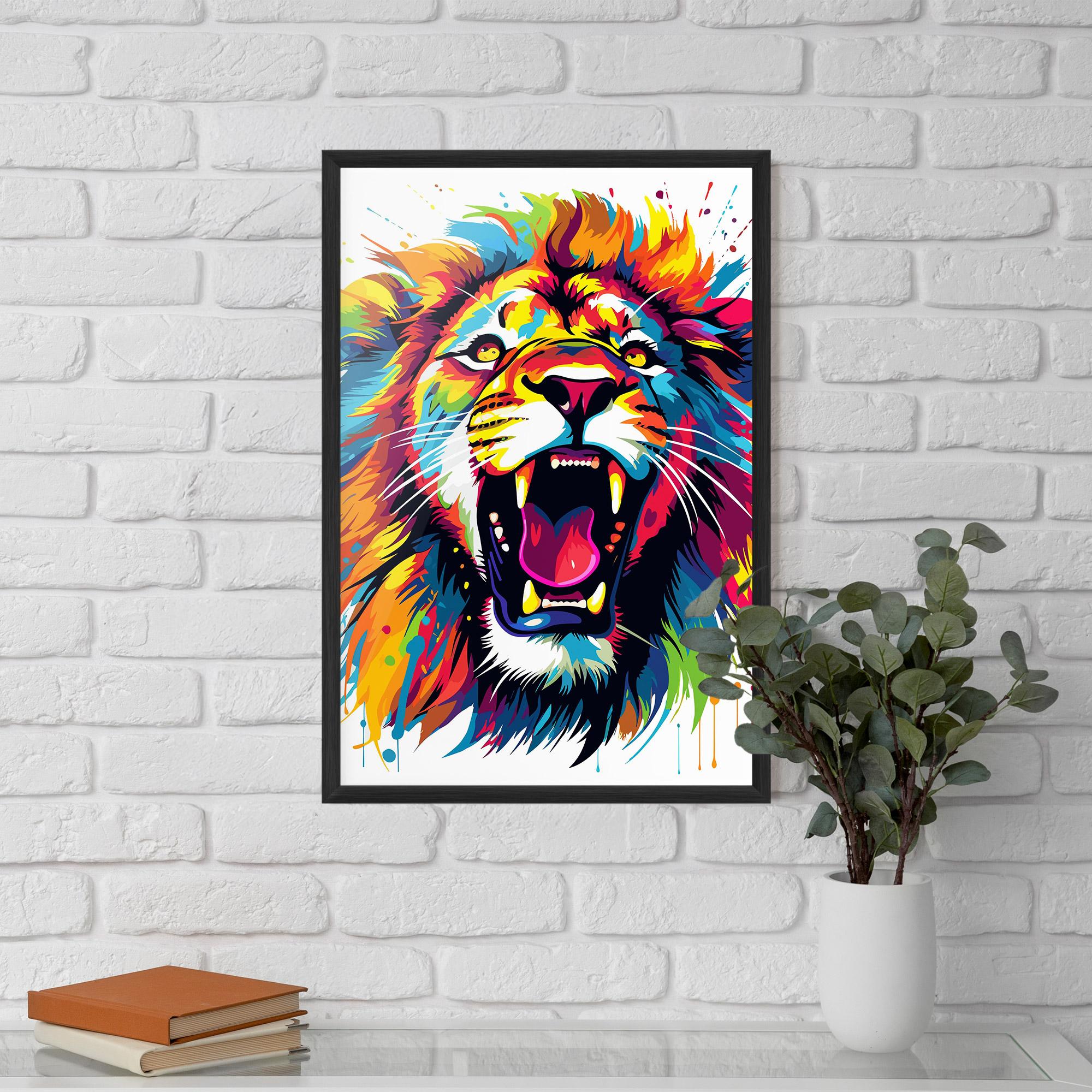 Poster Înrămat Angry Lion Mix mockup 5