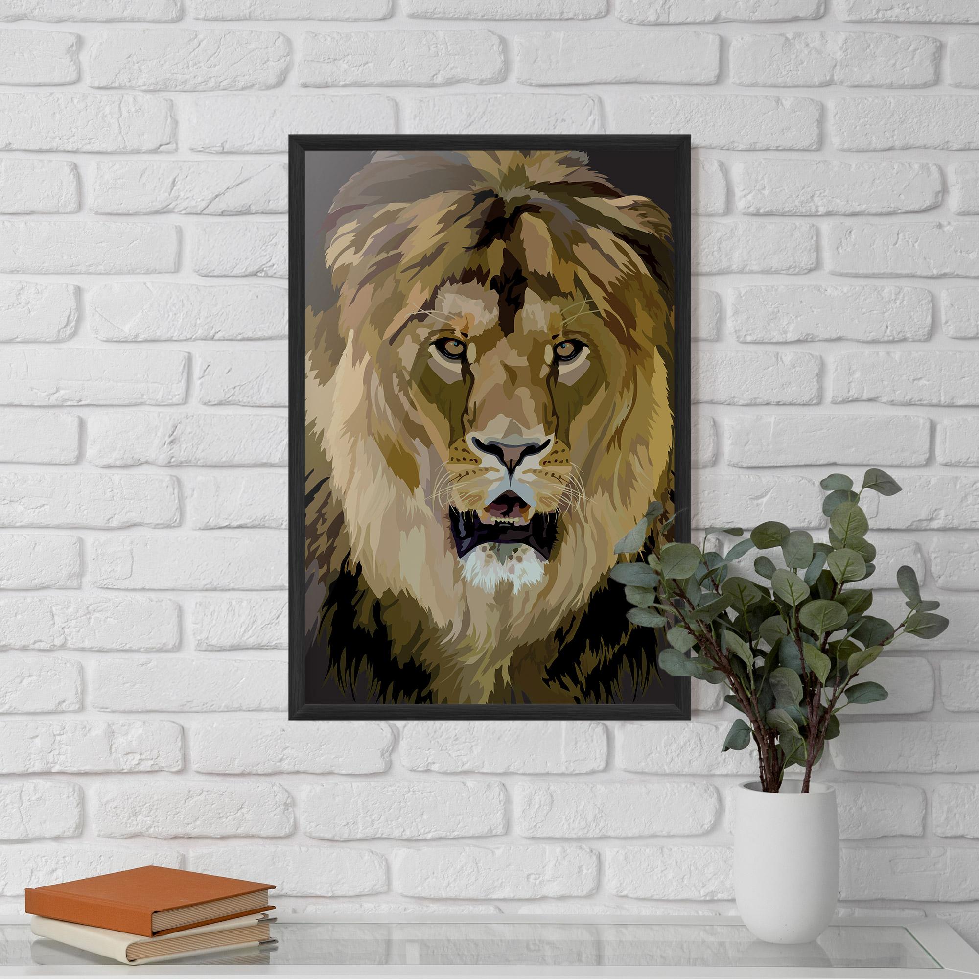 Poster Înrămat Beautiful Lion Art mockup 5