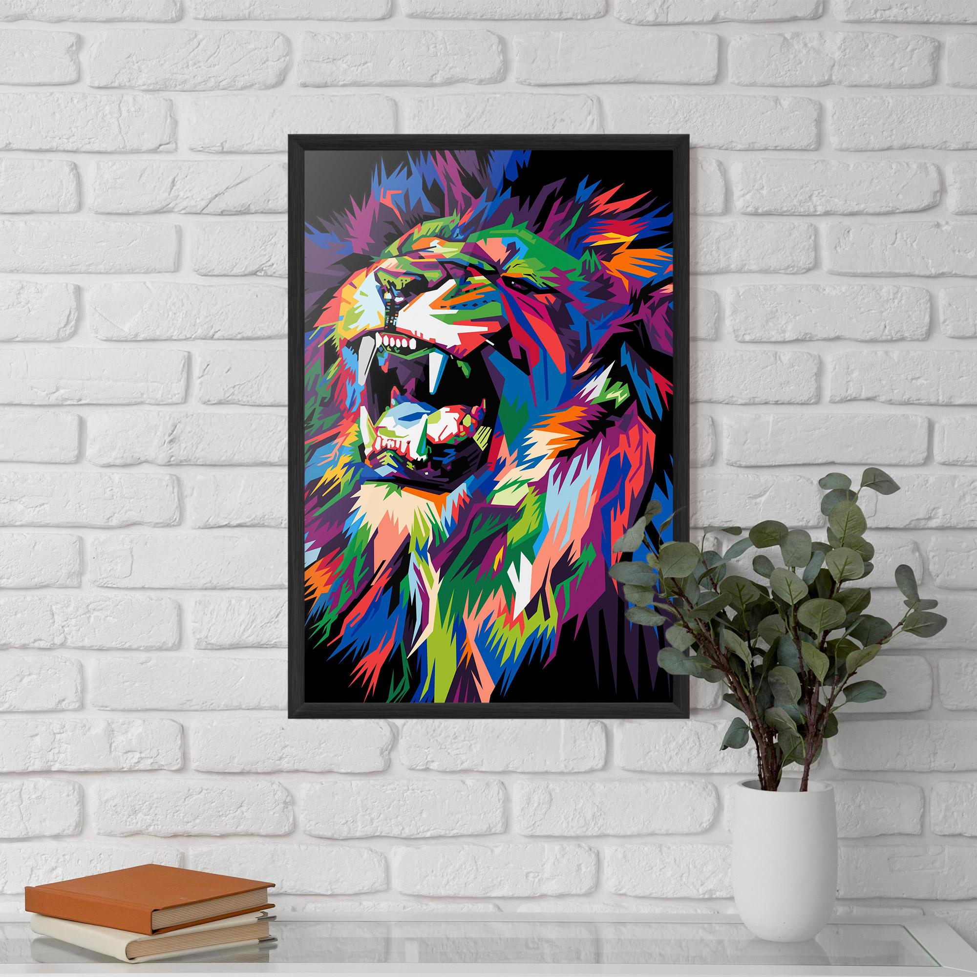 Poster Înrămat Beautiful Lion mockup 5