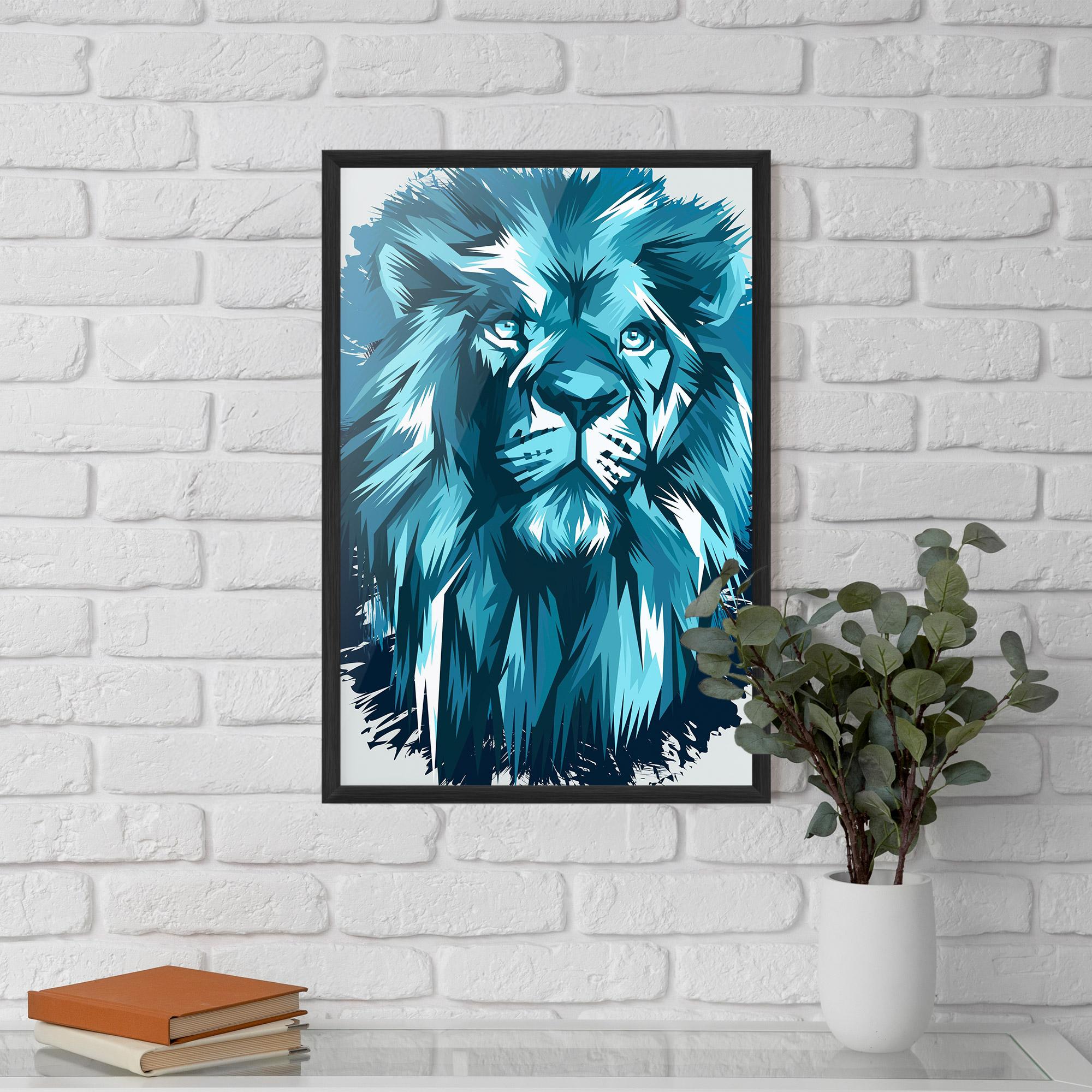 Poster Înrămat Blue Lion Head mockup 5