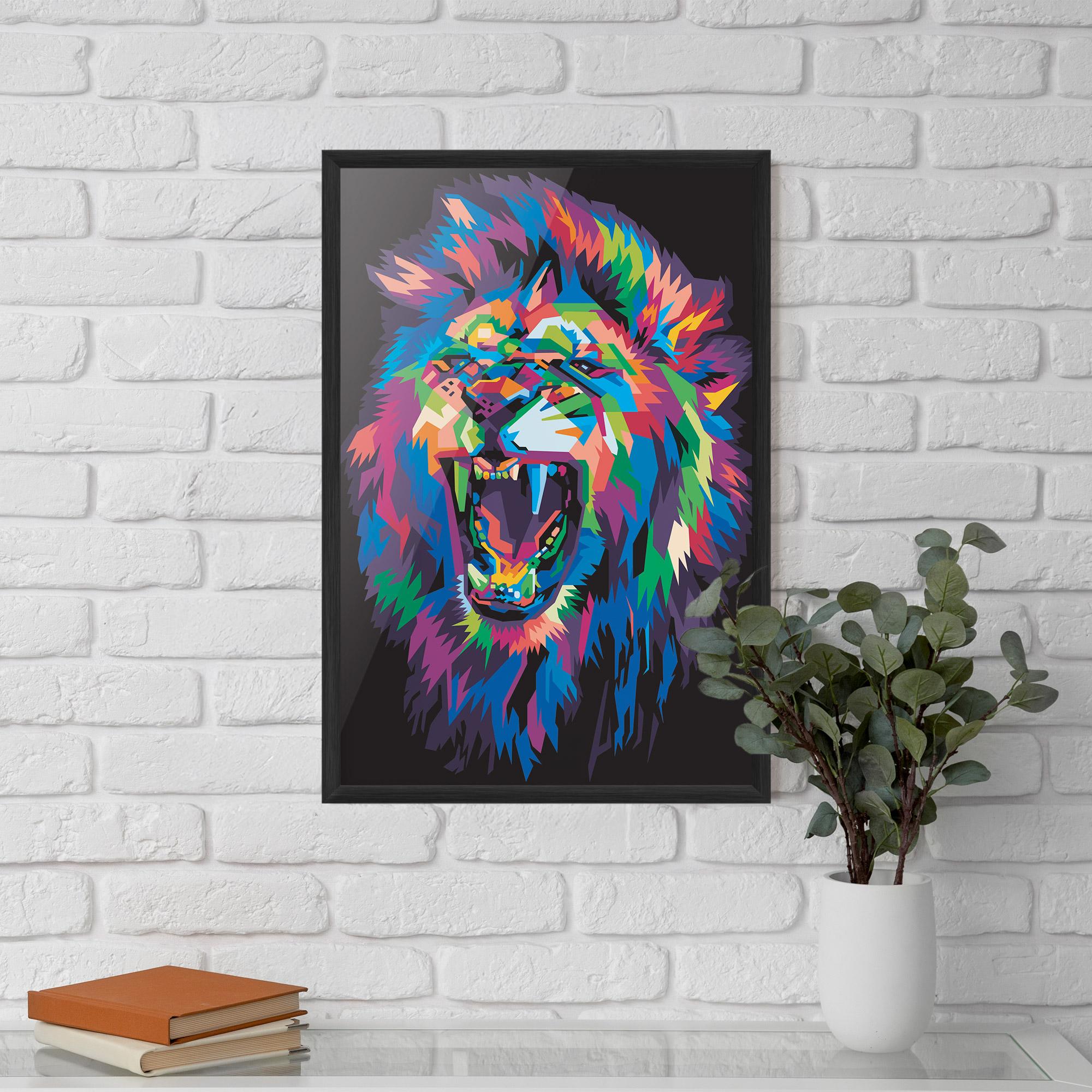 Poster Înrămat Colorful Lion Head mockup 5