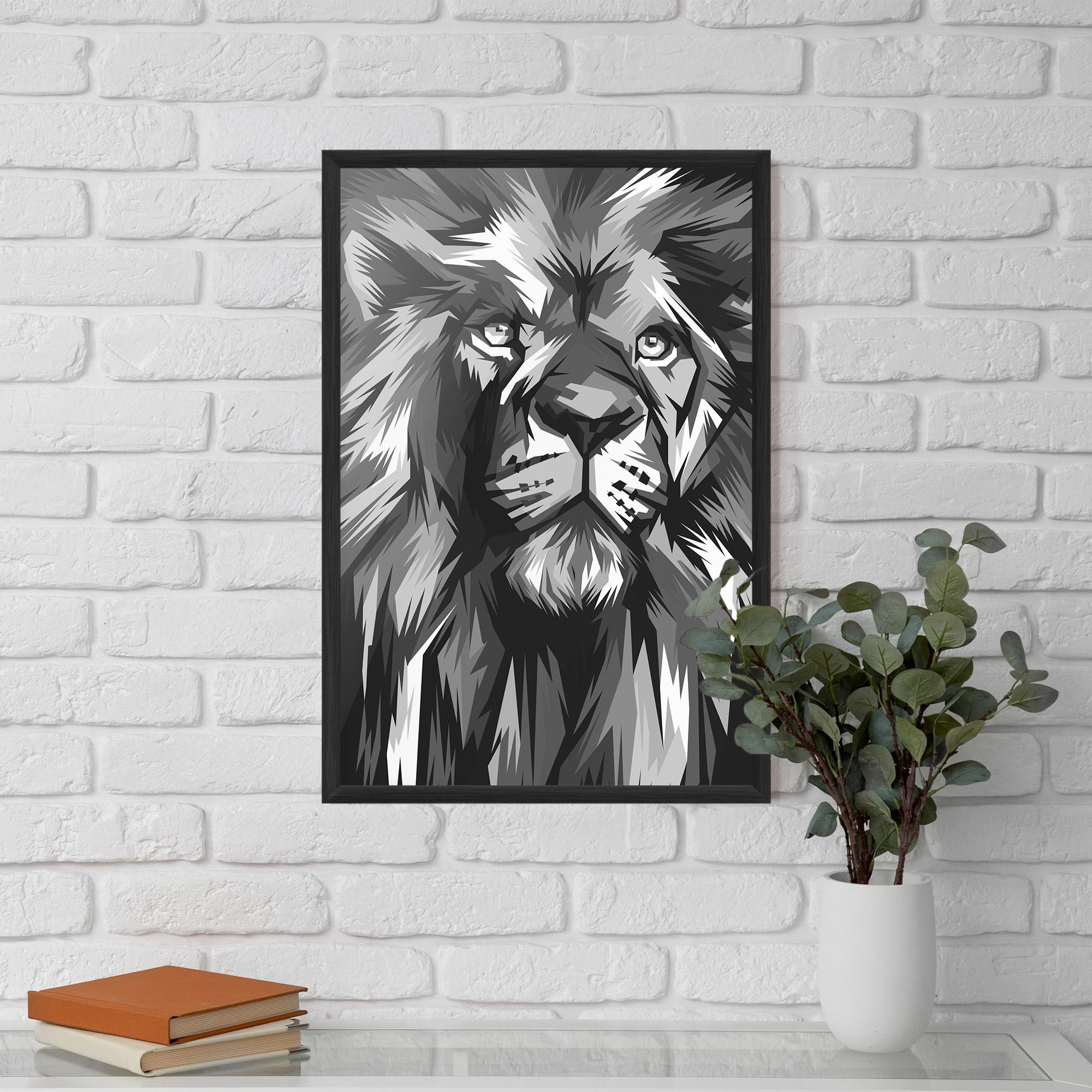 Poster Înrămat Grey Head Lion mockup 5