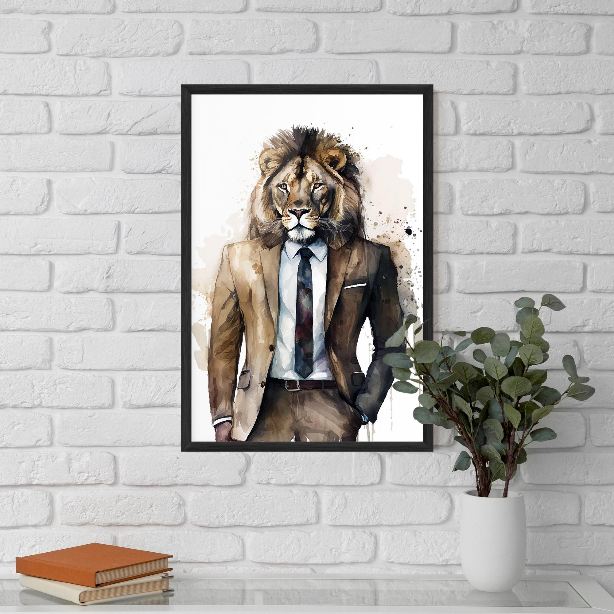 Poster Înrămat Lion In Suit mockup 5
