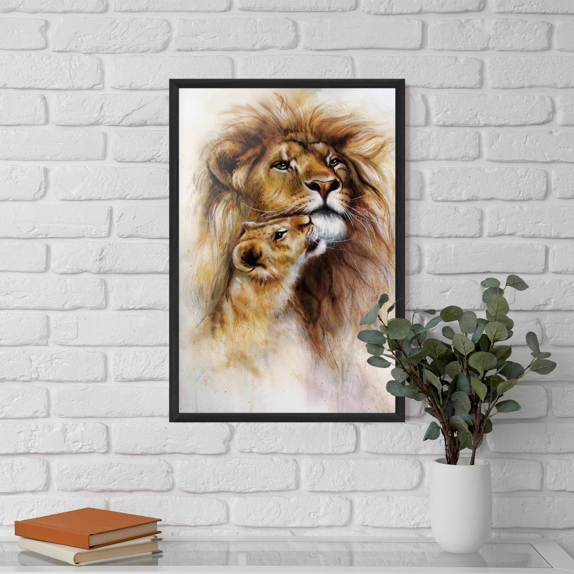 Poster Înrămat Lion Love mockup 5