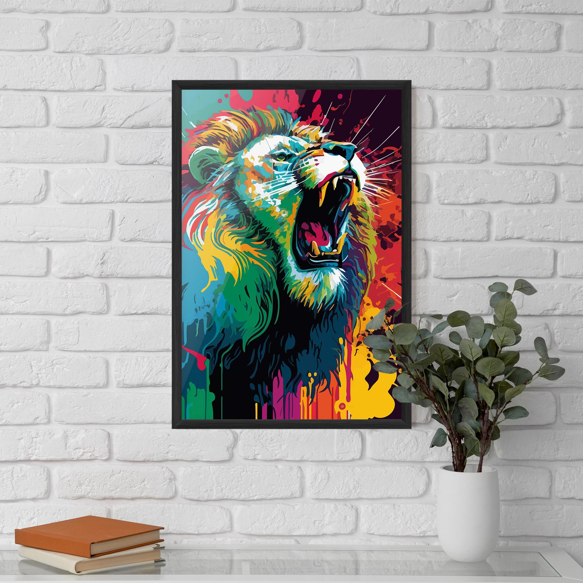 Poster Înrămat Lion Splash mockup 5