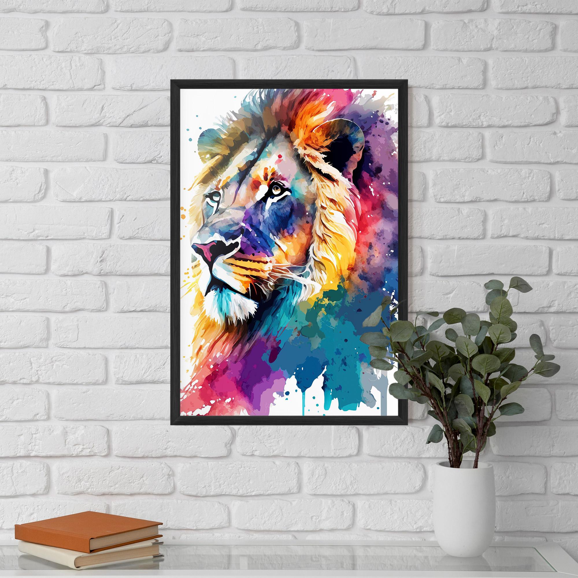 Poster Înrămat Vibrant Color Lion mockup 5