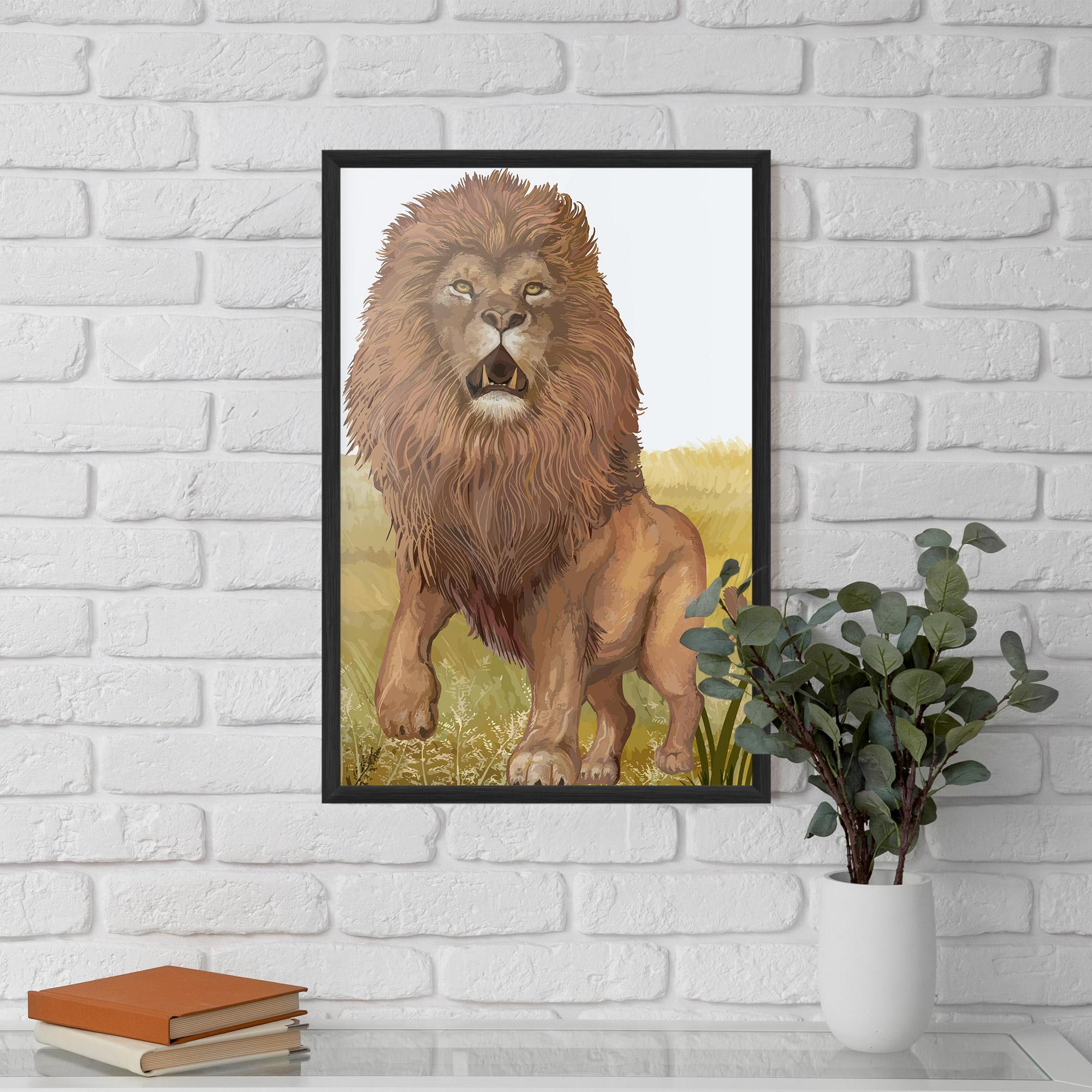 Poster Înrămat Wild Lion mockup 5