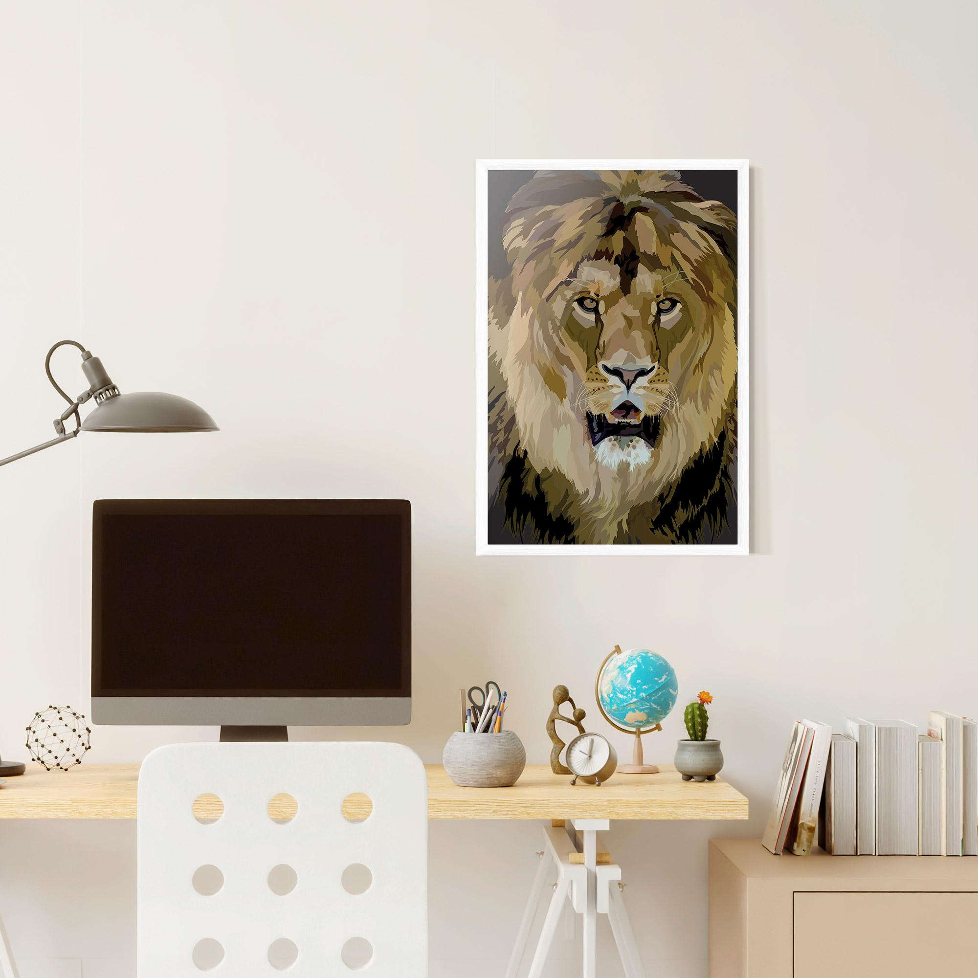 Poster Înrămat Beautiful Lion Art mockup 6