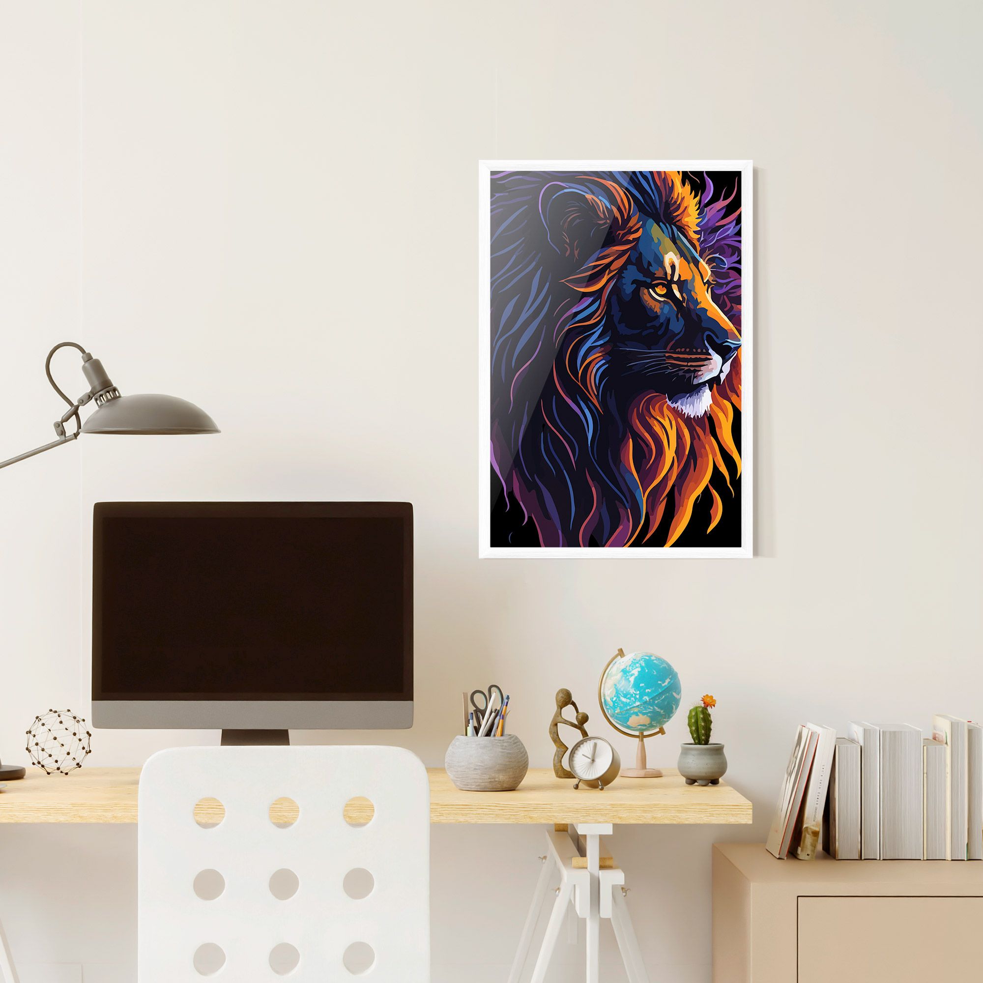 Colorful Lion On Black mockup 6
