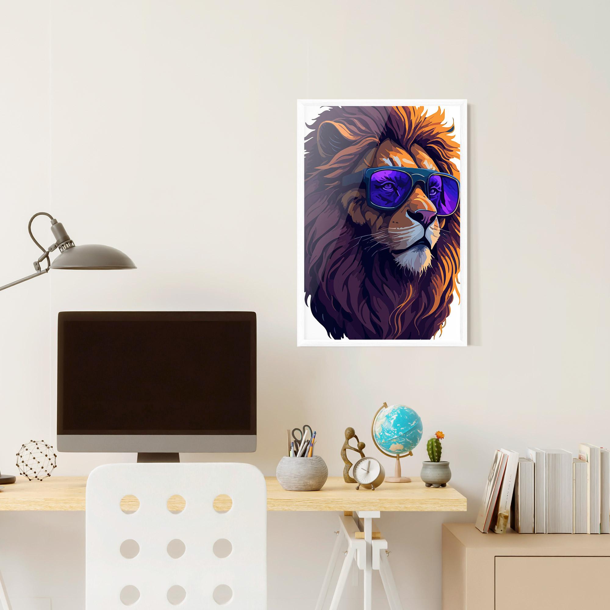 Poster Înrămat Purple Glassesc Lion mockup 6