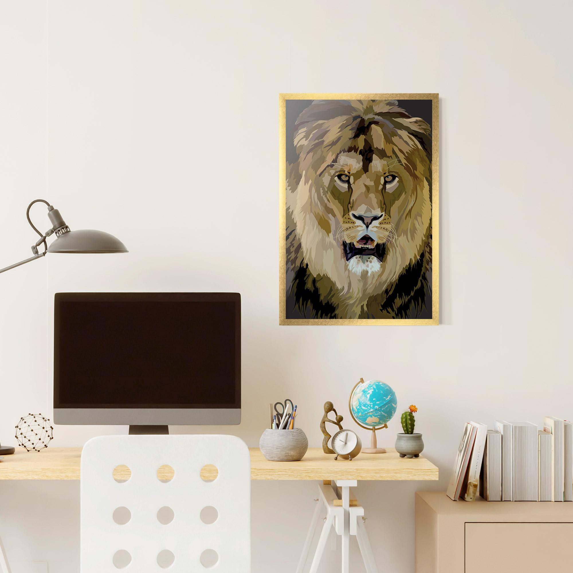 Poster Înrămat Beautiful Lion Art mockup 6