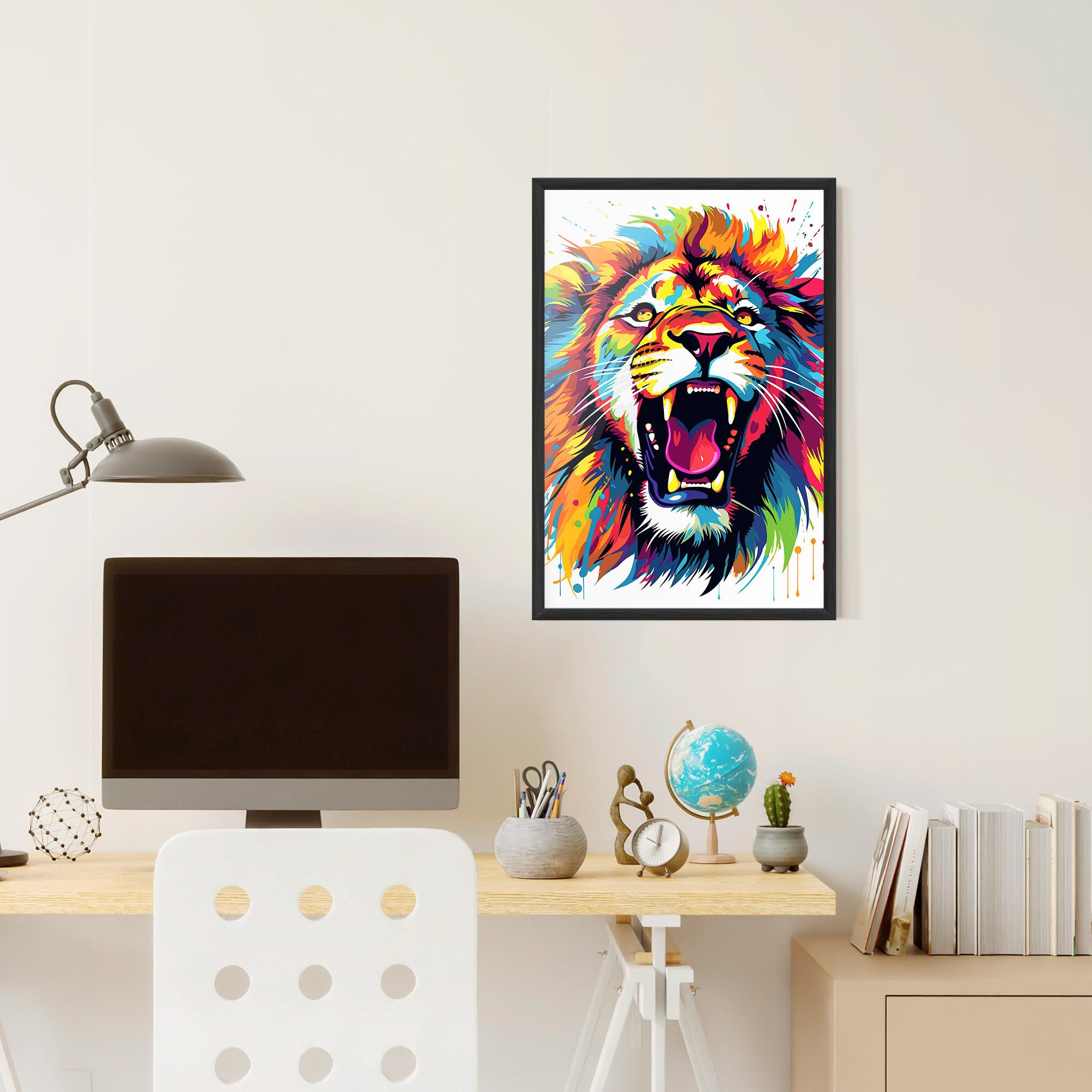 Poster Înrămat Angry Lion Mix mockup 6