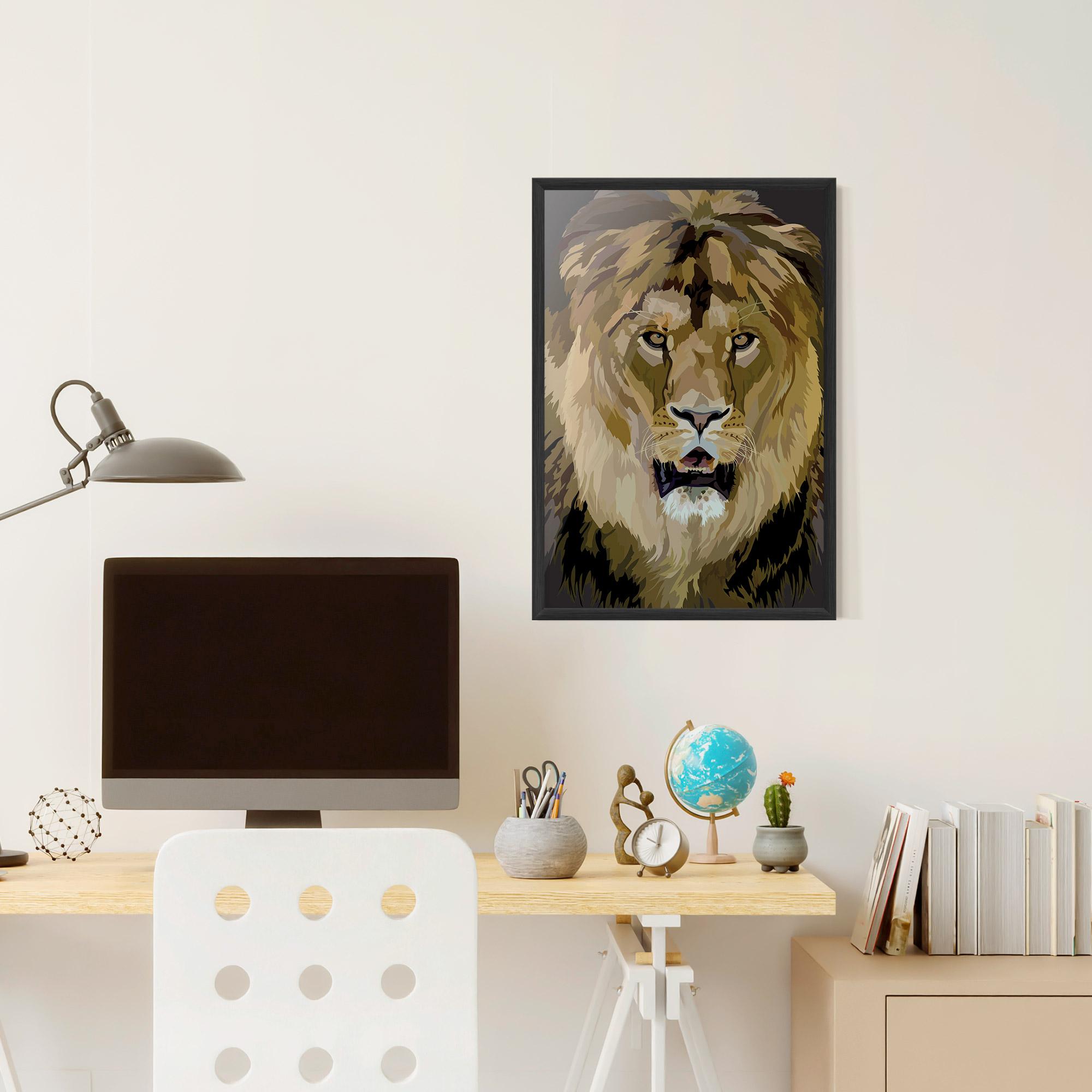 Poster Înrămat Beautiful Lion Art mockup 6