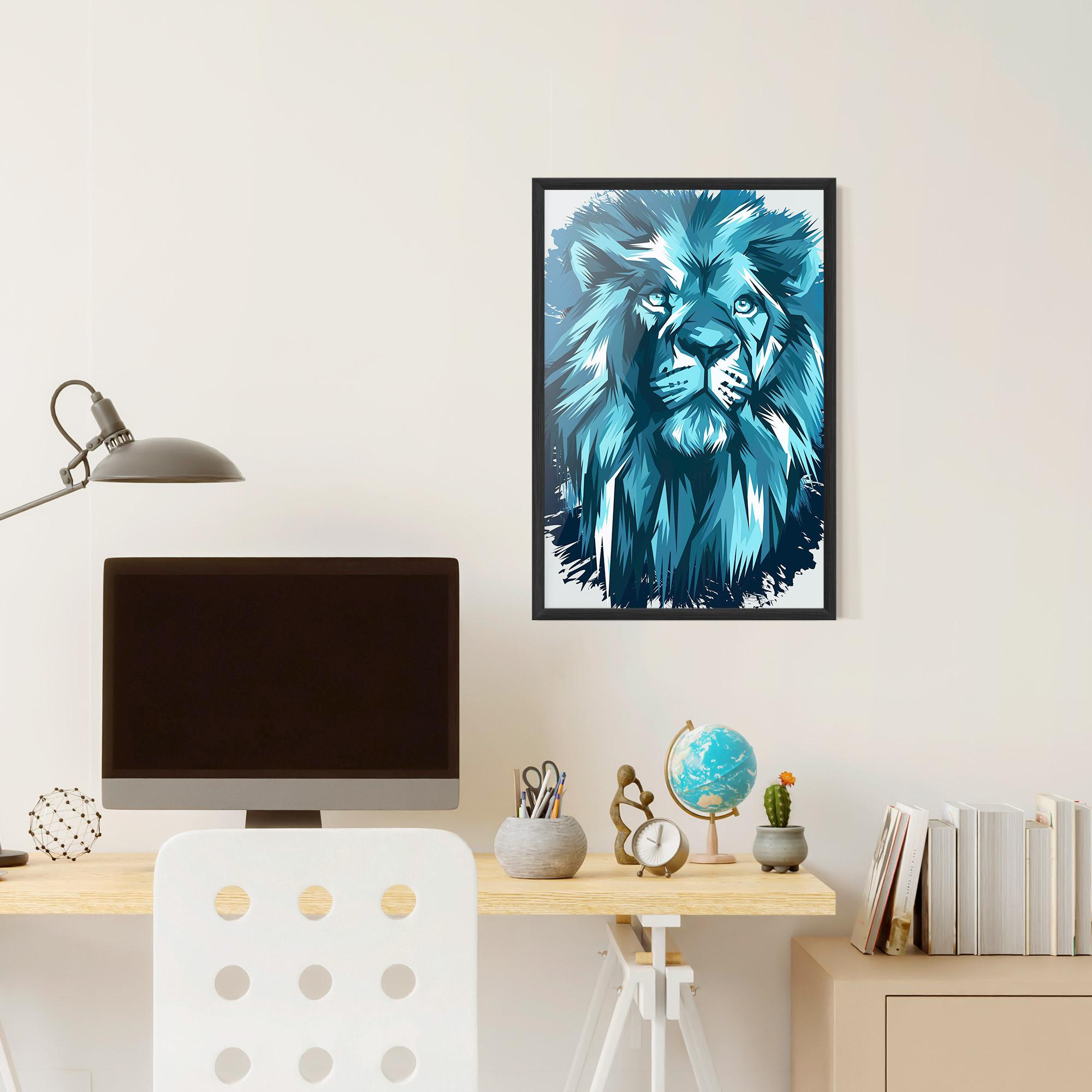 Poster Înrămat Blue Lion Head mockup 6