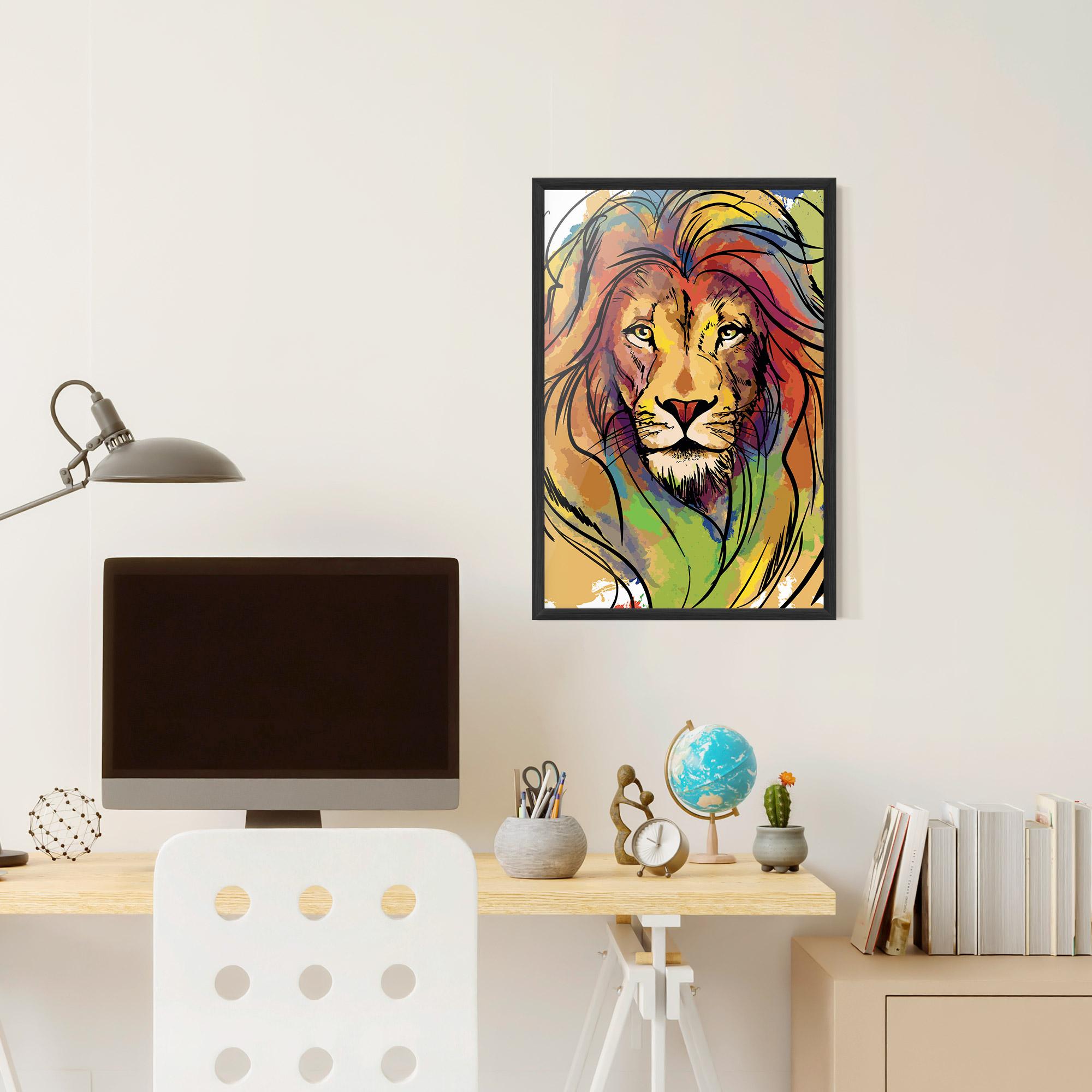 Poster Înrămat Drawn Lion mockup 6