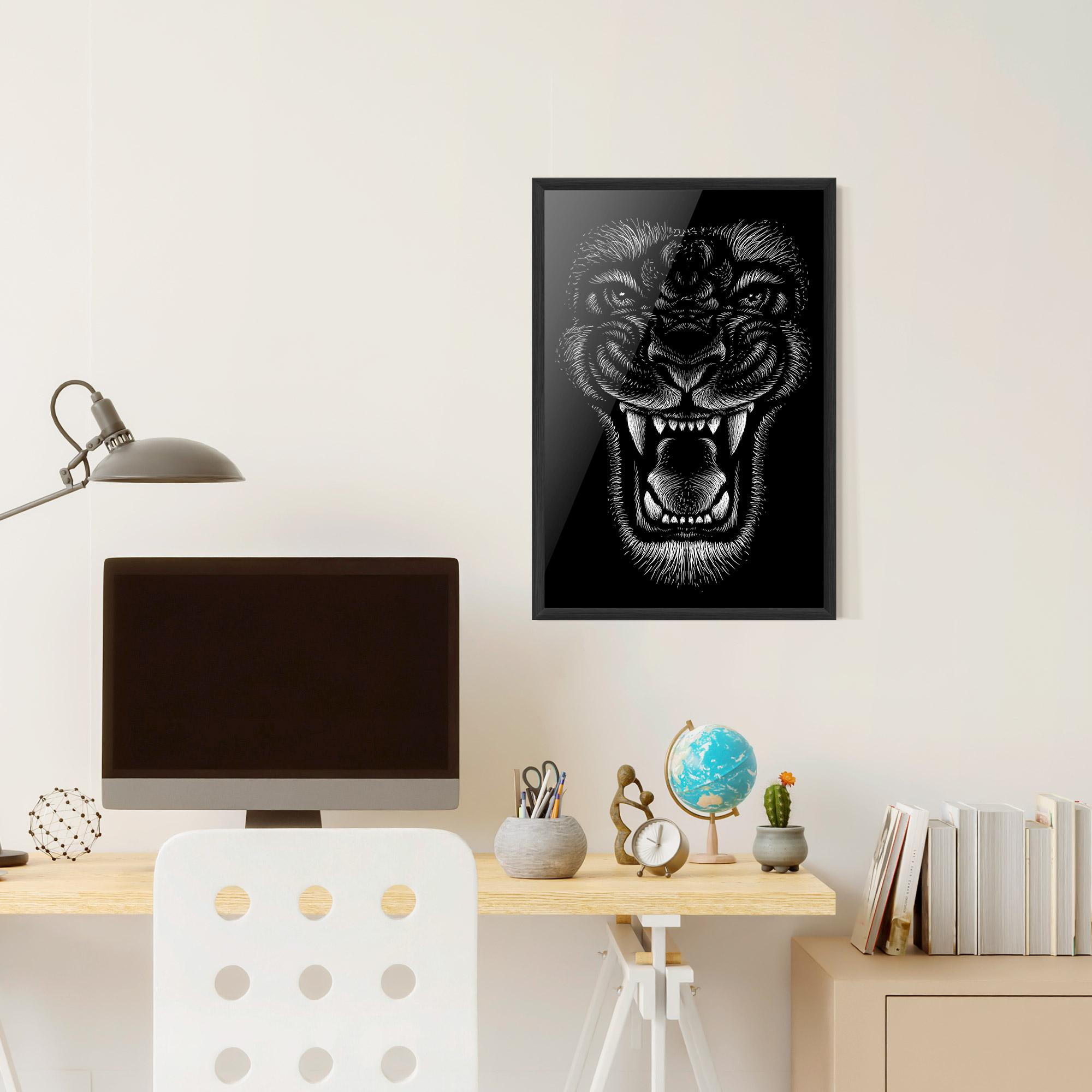 Poster Înrămat Lion Bite mockup 6