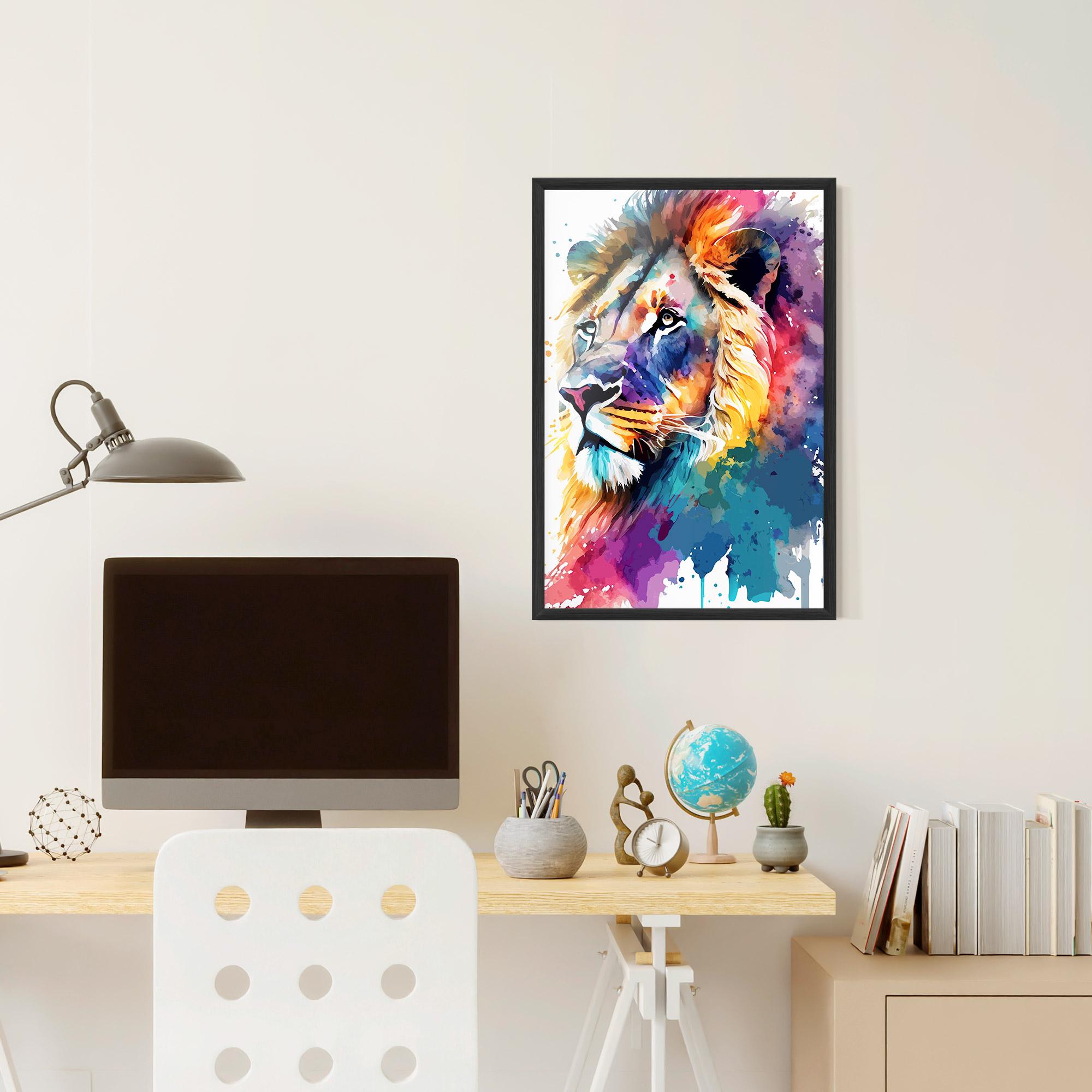 Poster Înrămat Vibrant Color Lion mockup 6