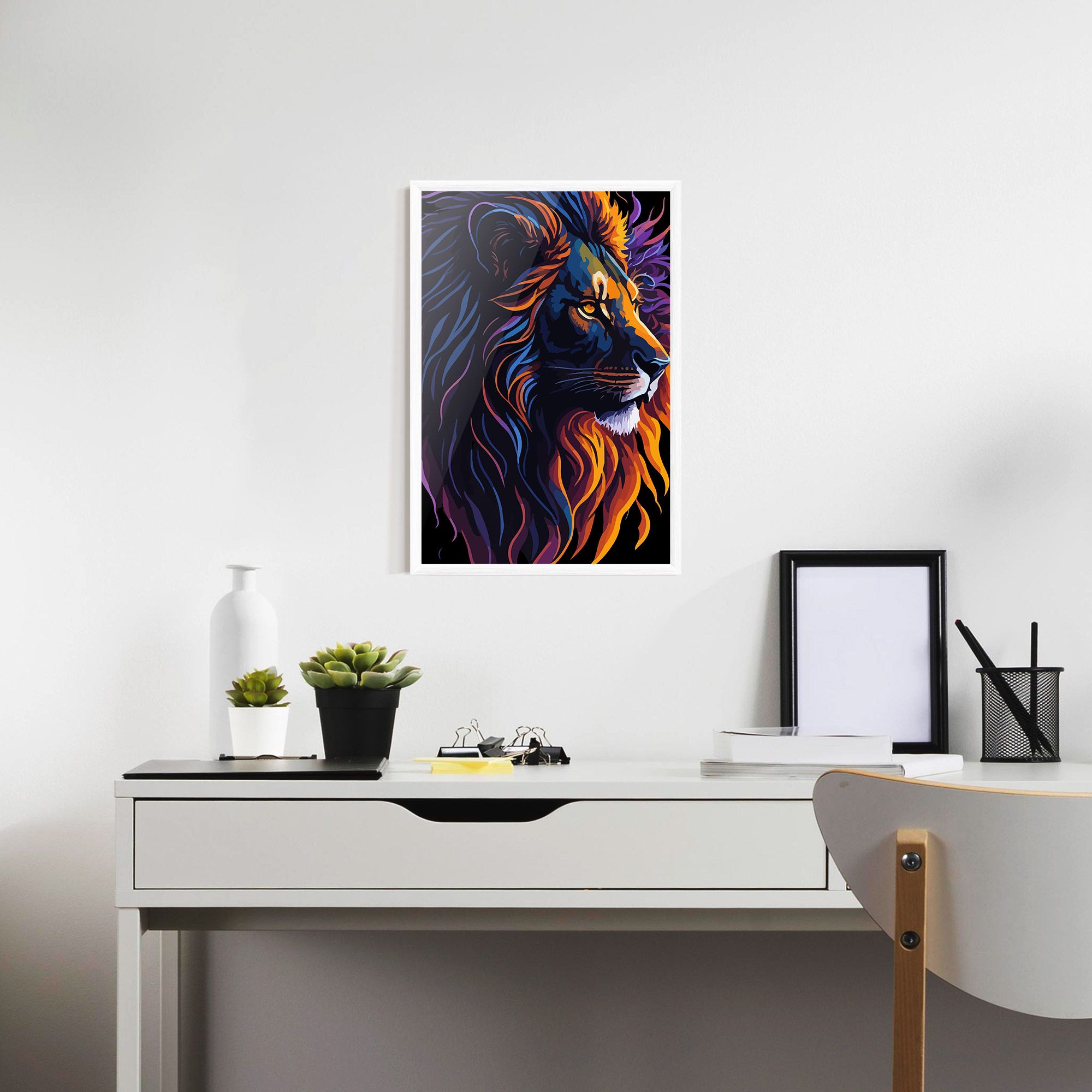 Colorful Lion On Black mockup 7