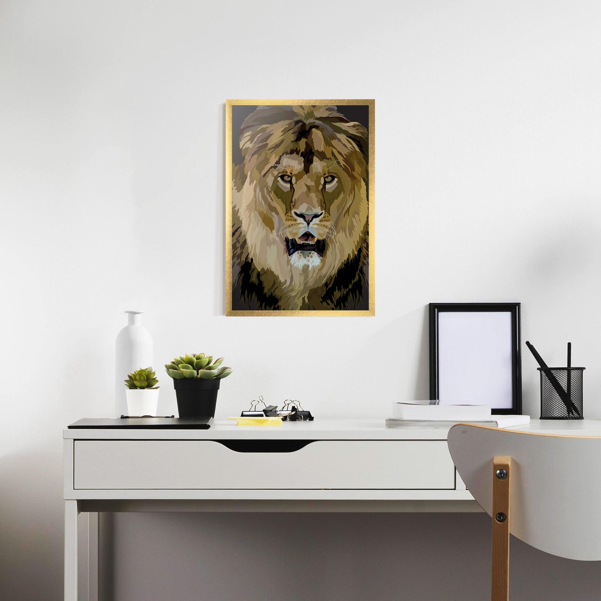 Poster Înrămat Beautiful Lion Art mockup 7