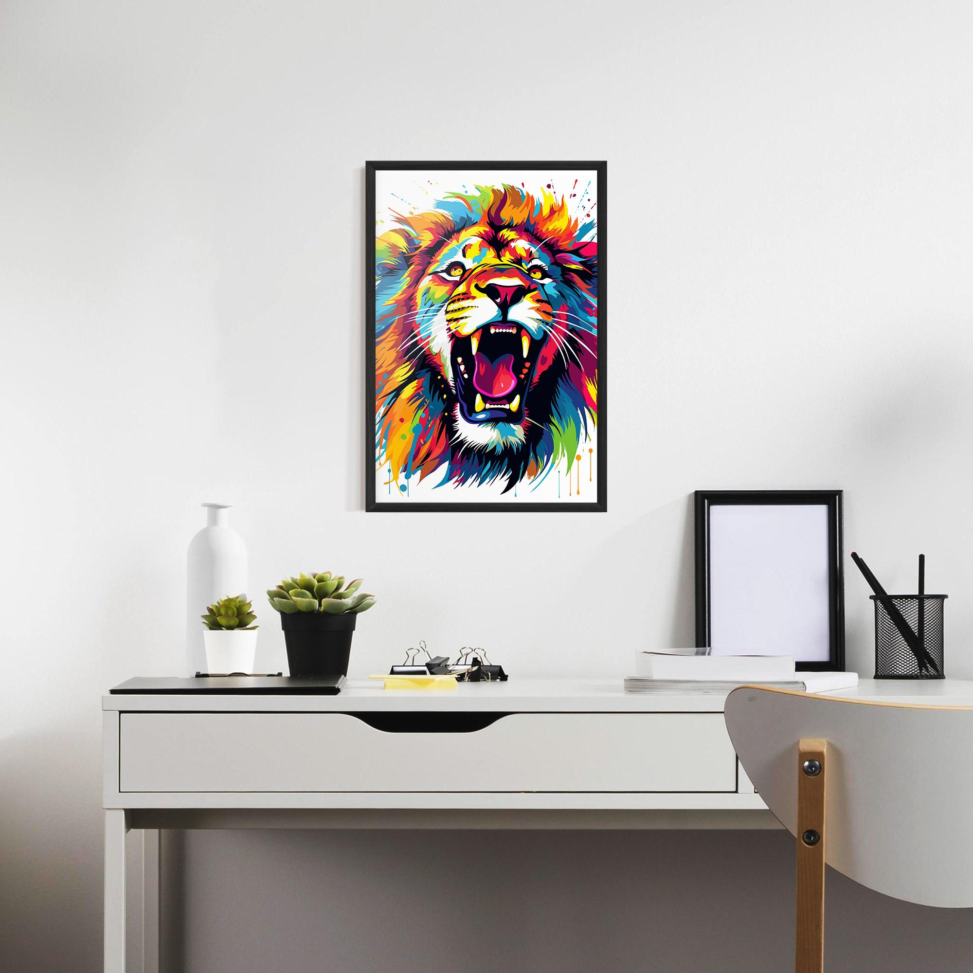 Poster Înrămat Angry Lion Mix mockup 7
