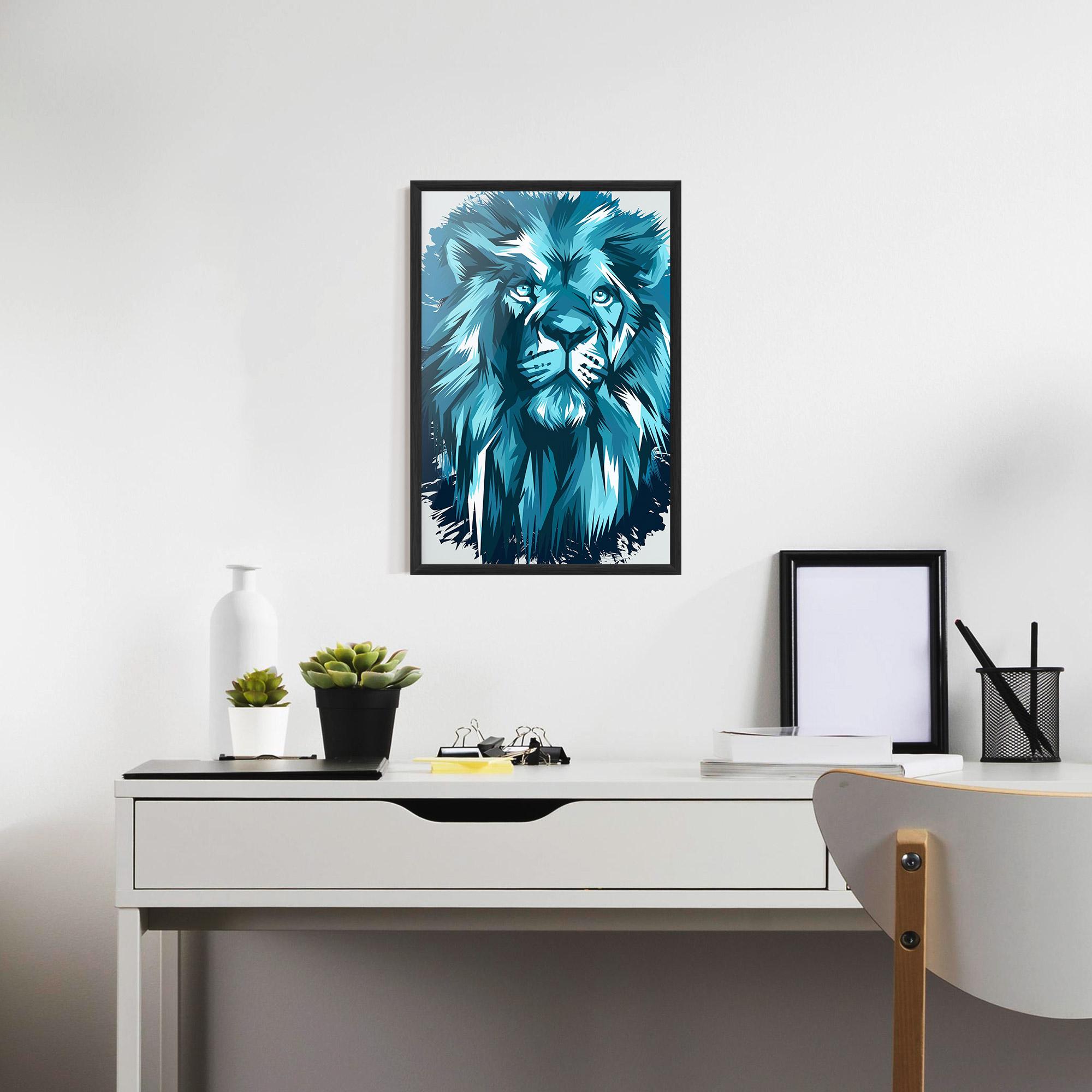 Poster Înrămat Blue Lion Head mockup 7