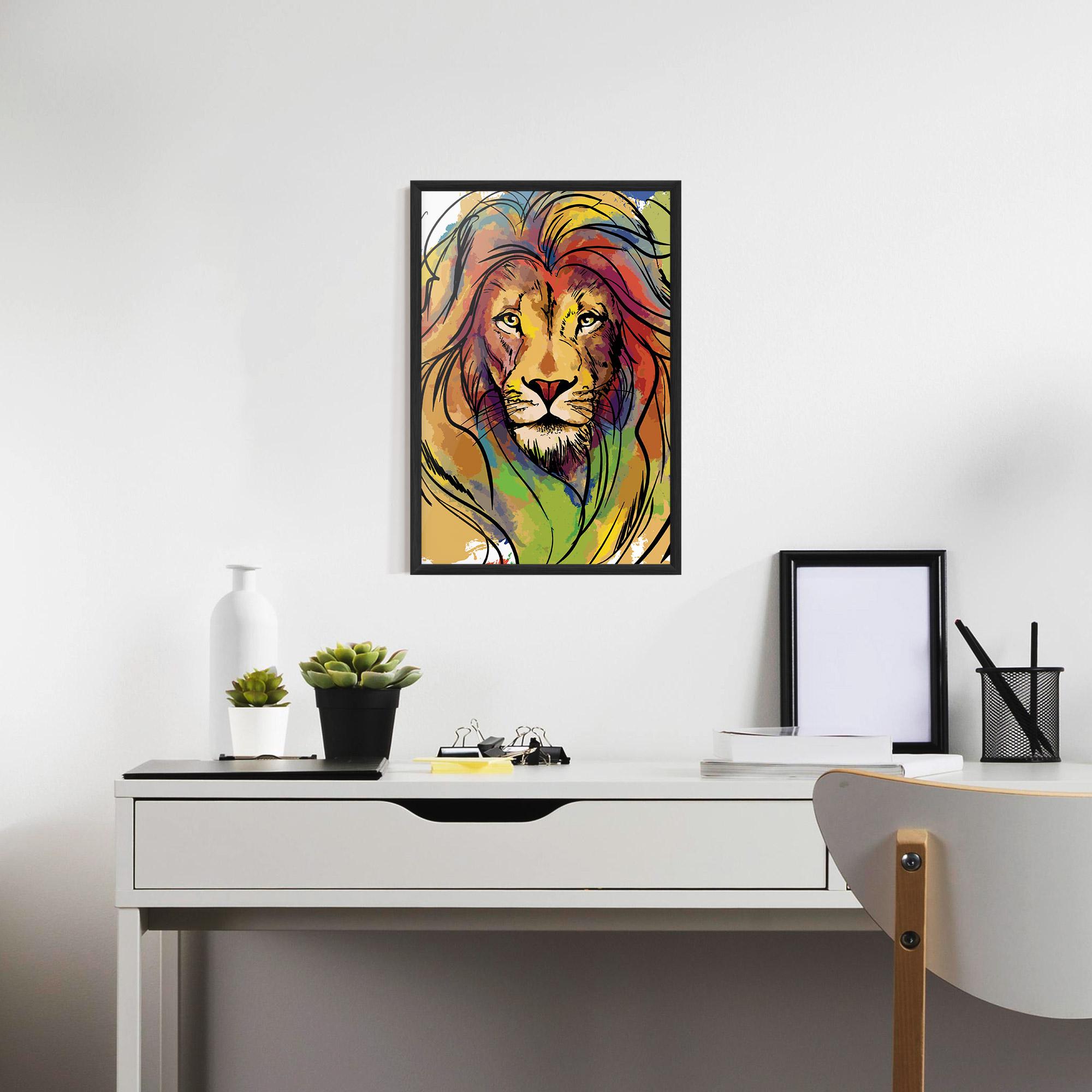 Poster Înrămat Drawn Lion mockup 7