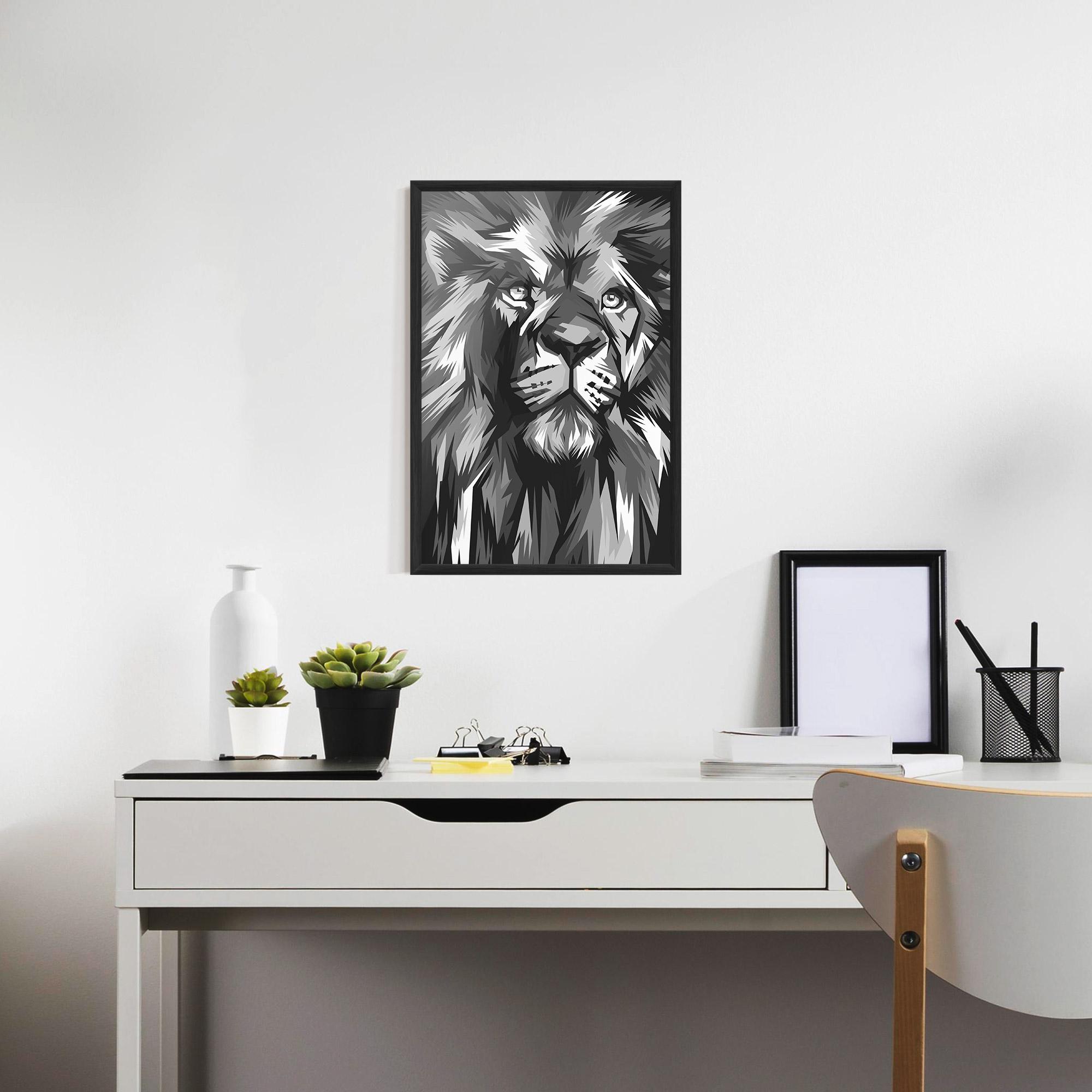 Poster Înrămat Grey Head Lion mockup 7