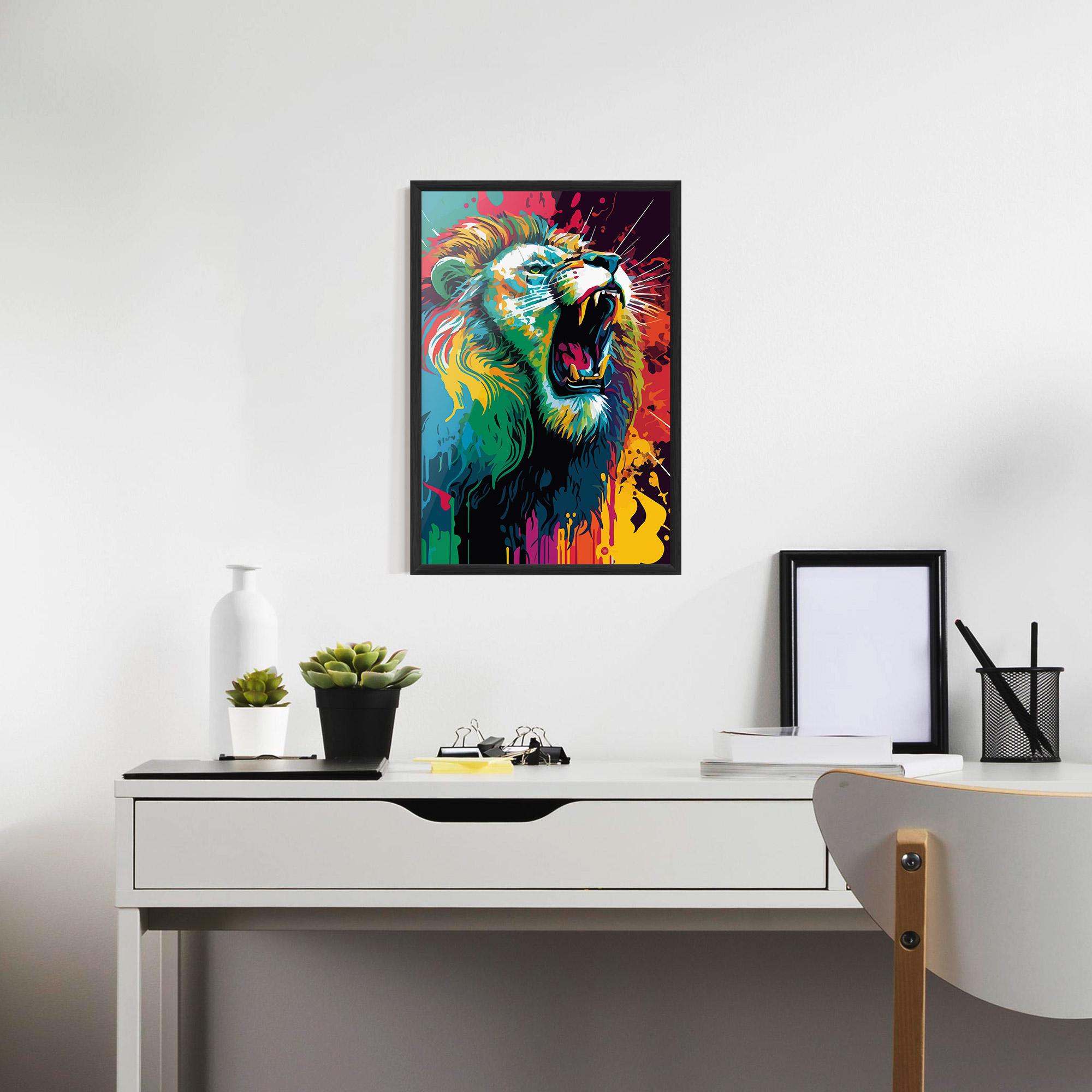 Poster Înrămat Lion Splash mockup 7