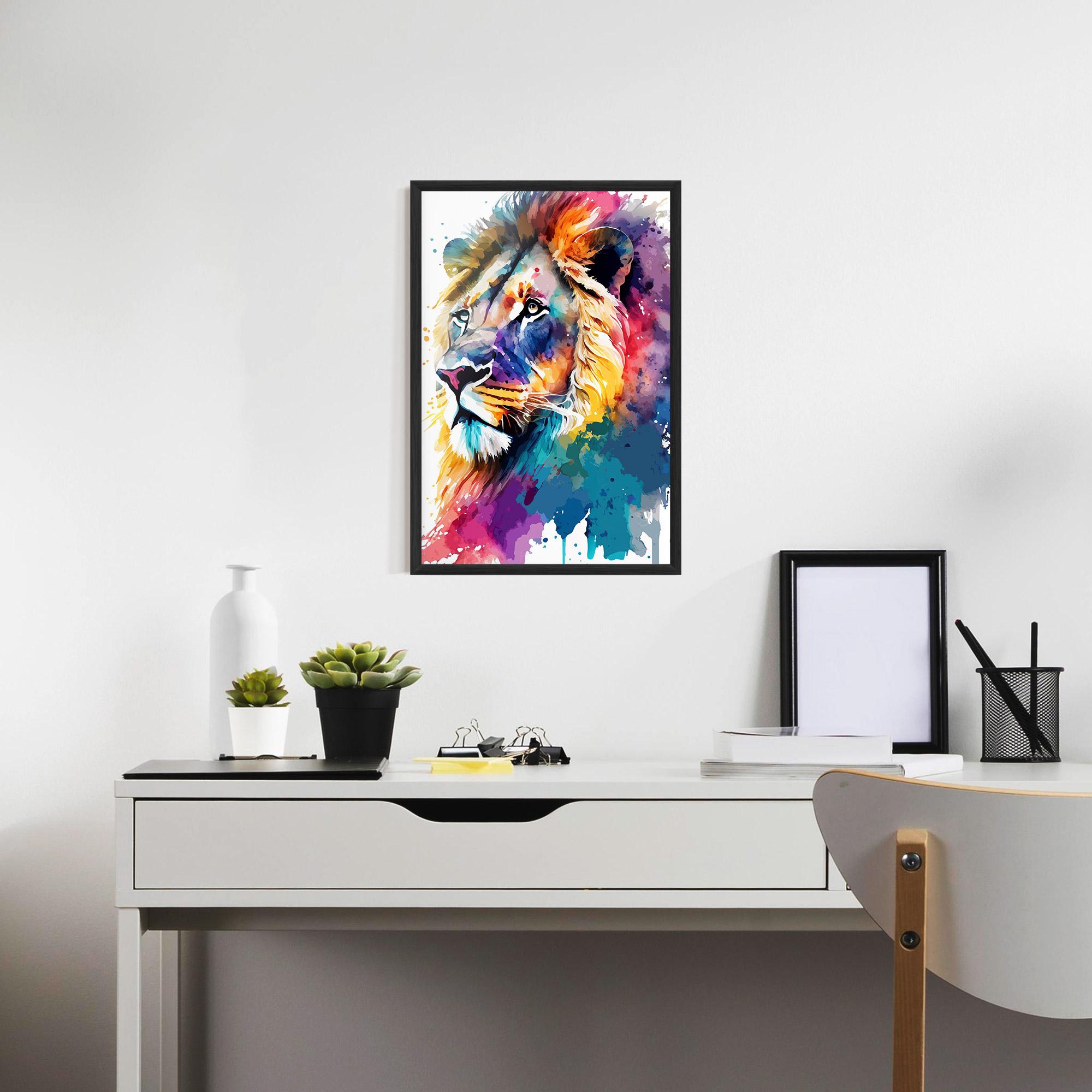Poster Înrămat Vibrant Color Lion mockup 7