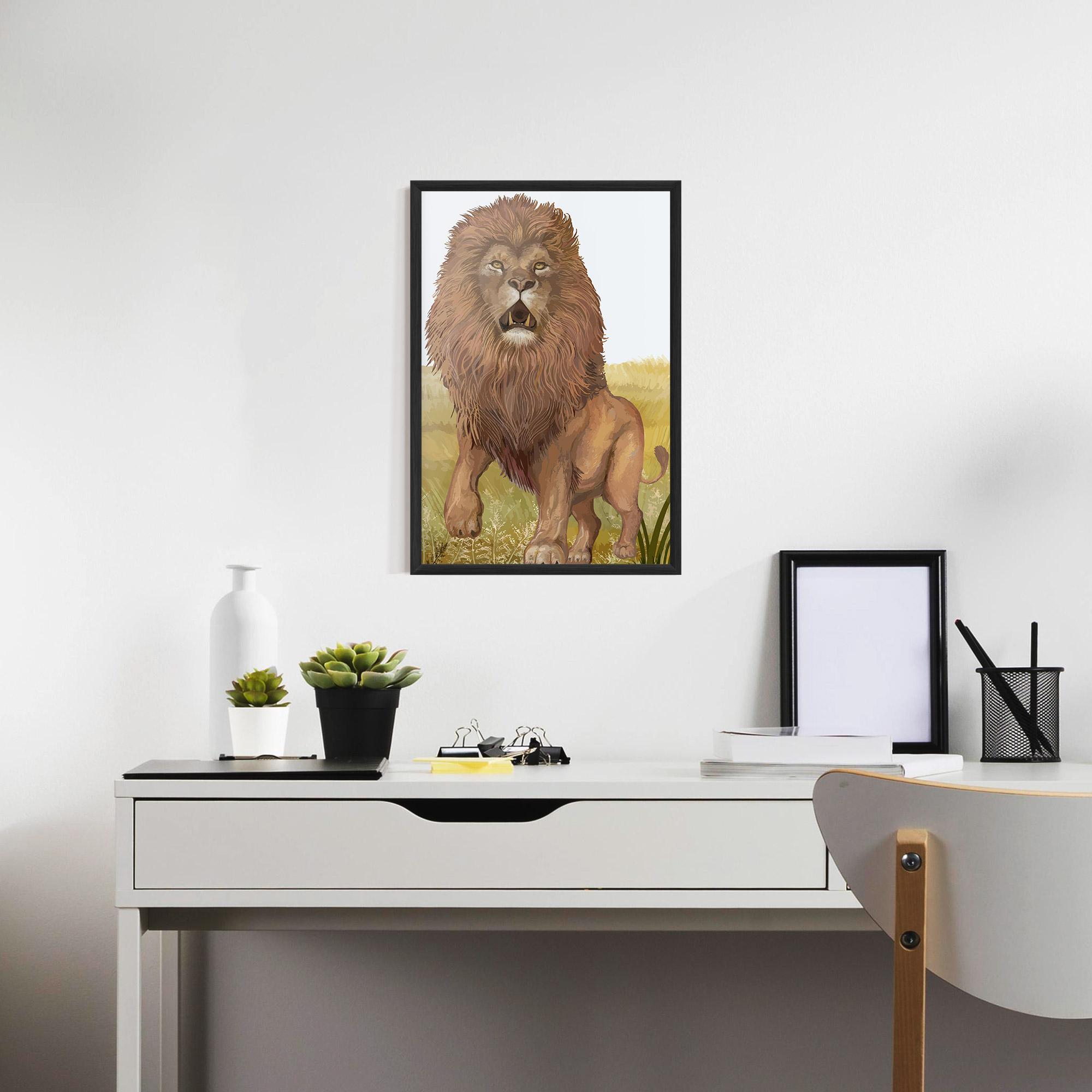Poster Înrămat Wild Lion mockup 7