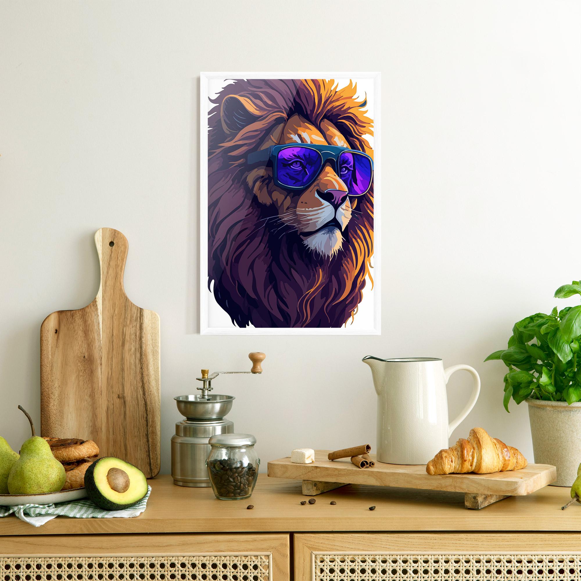 Poster Înrămat Purple Glassesc Lion mockup 8