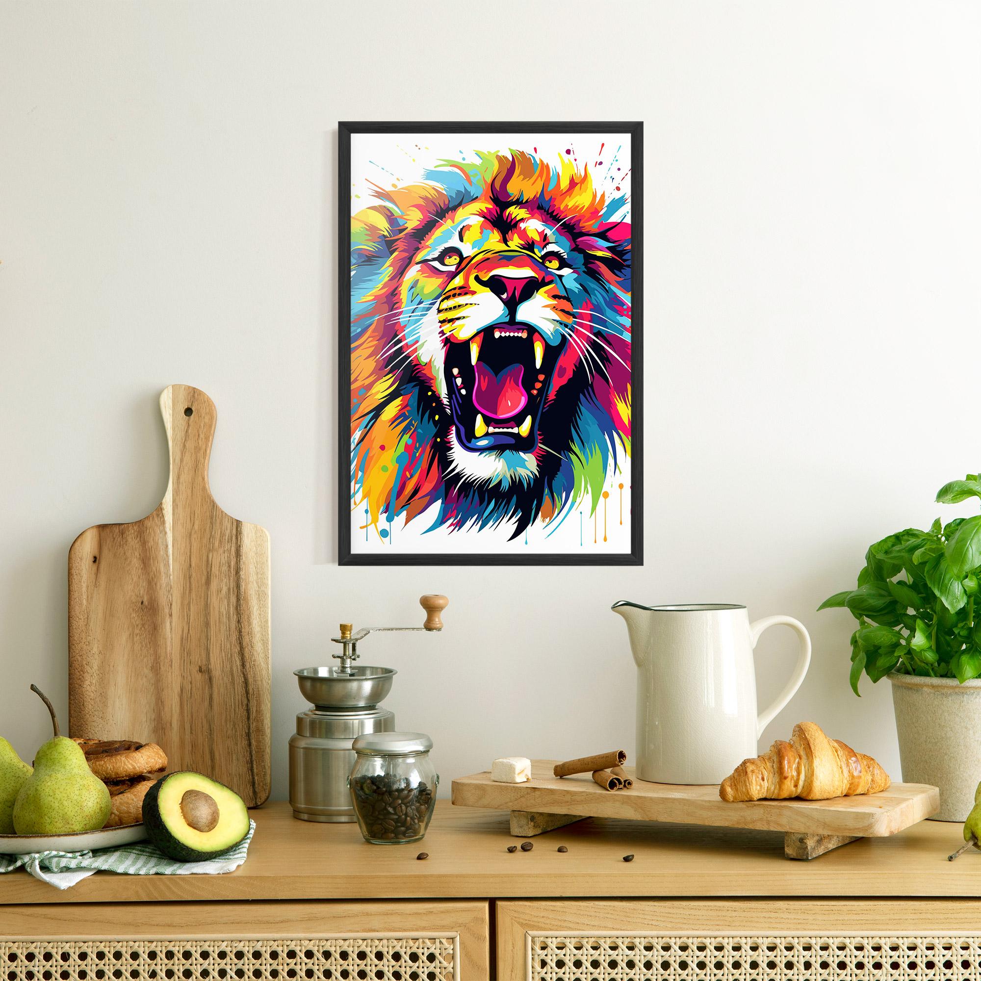 Poster Înrămat Angry Lion Mix mockup 8