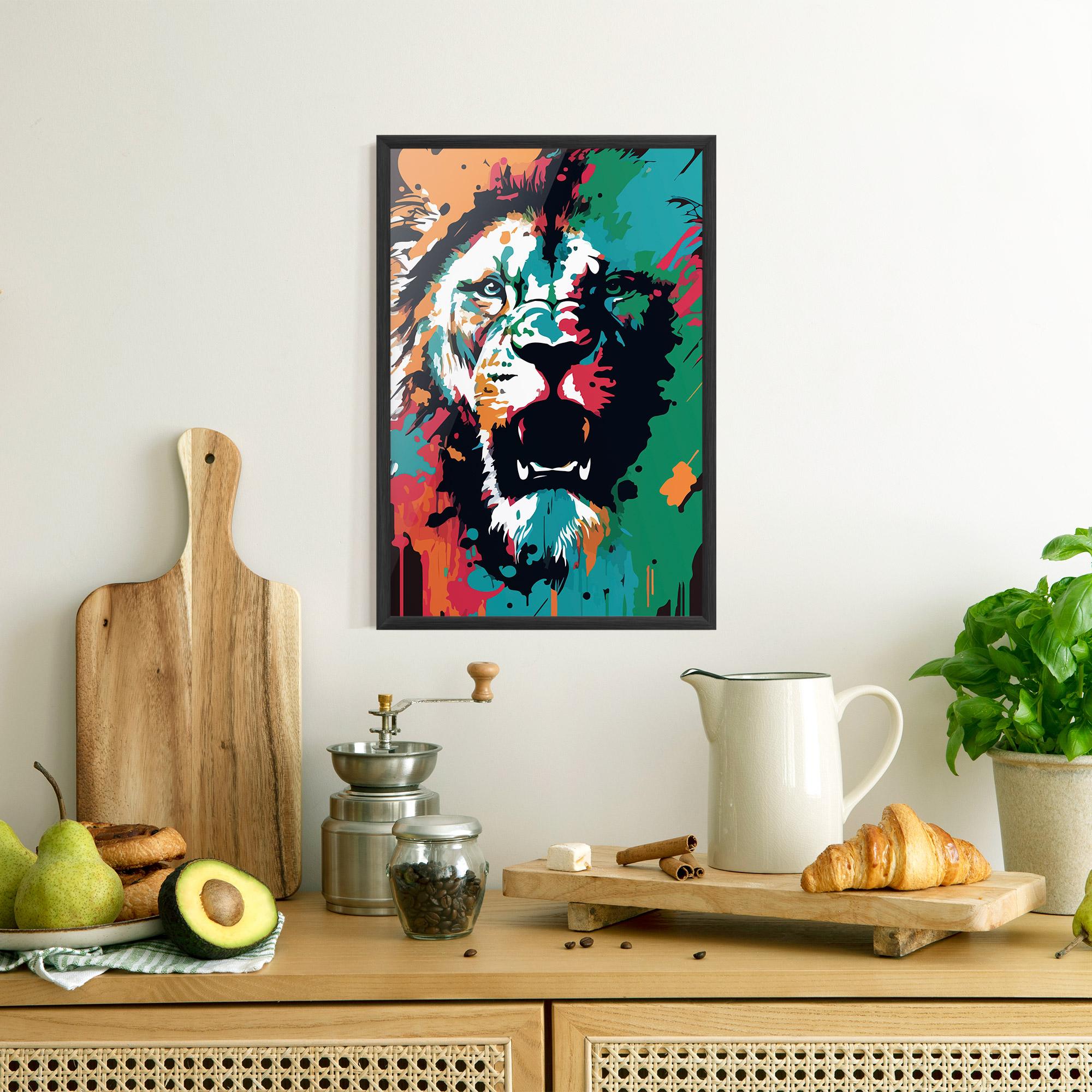 Poster Înrămat Blue Green Lion mockup 8