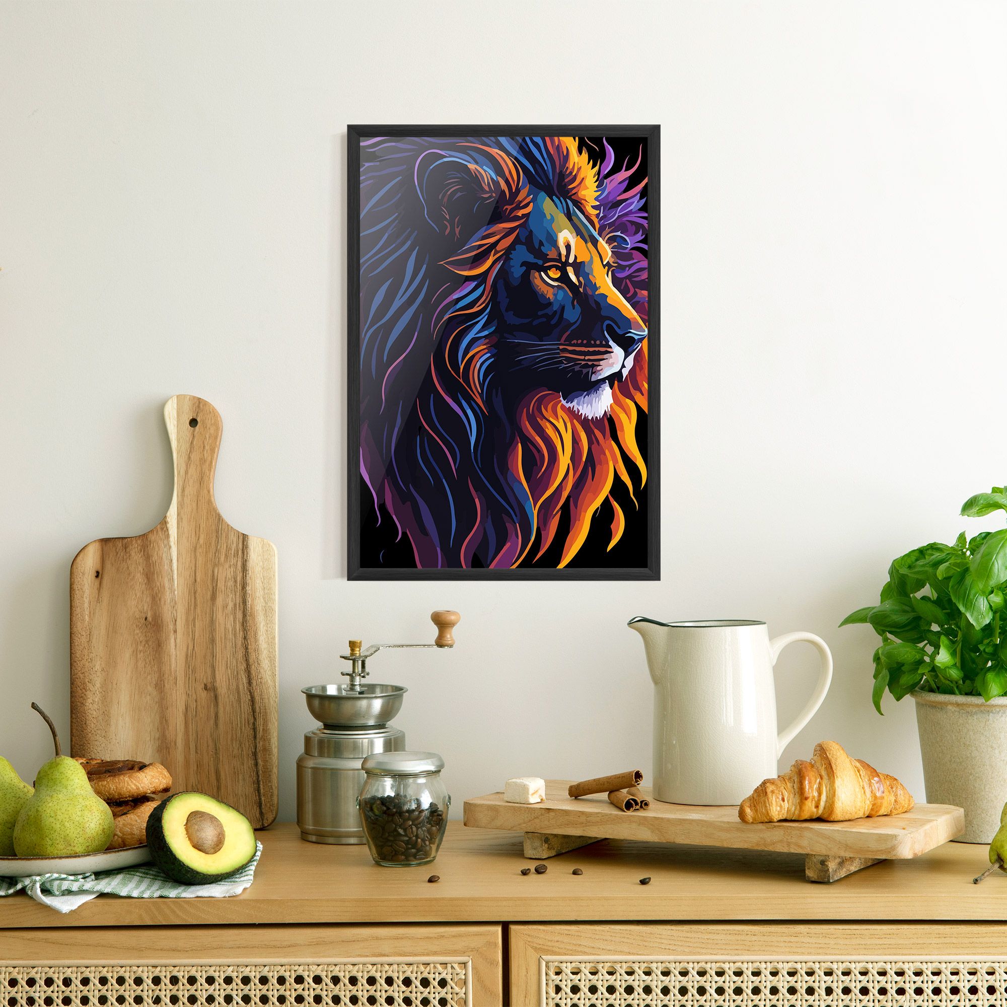 Colorful Lion On Black mockup 8