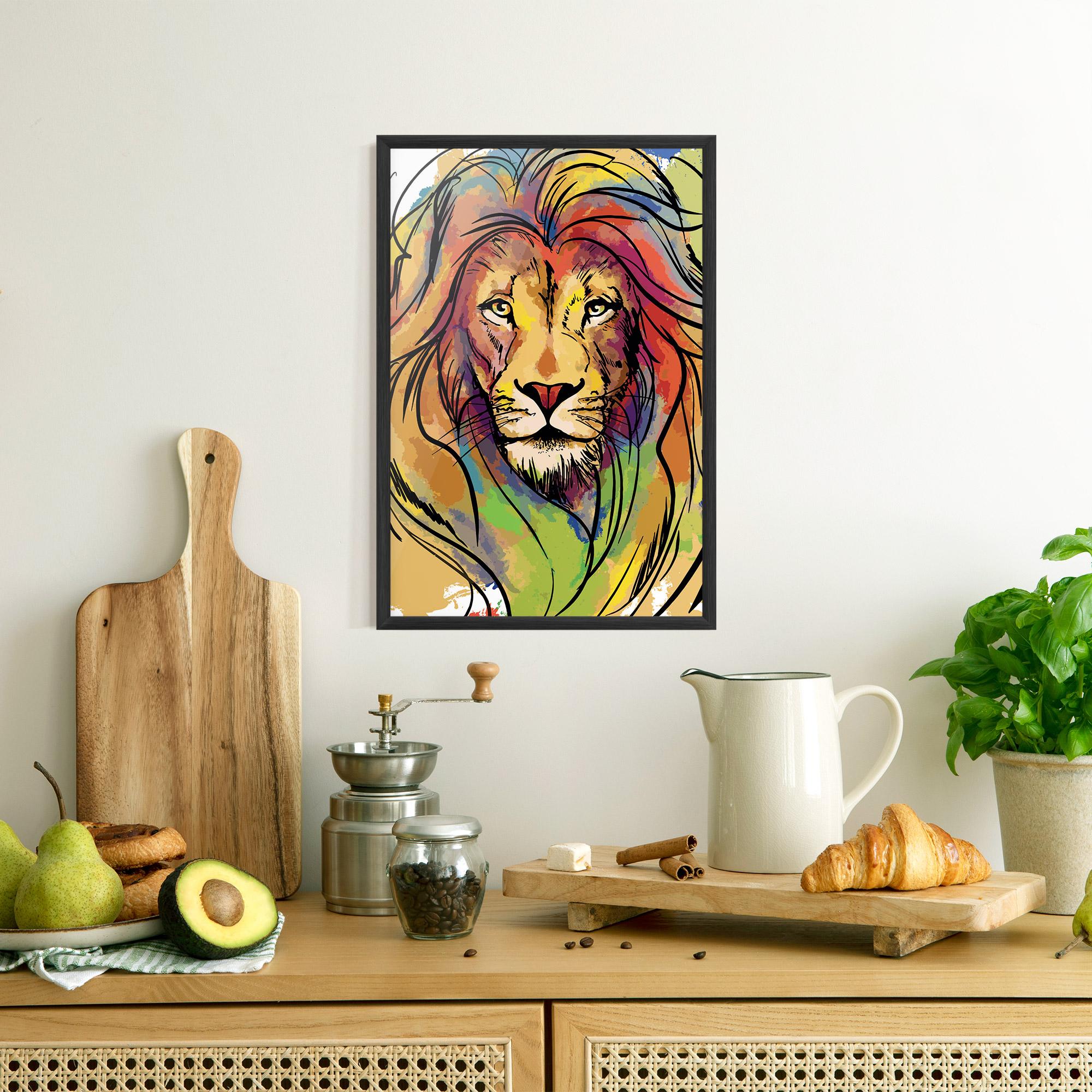 Poster Înrămat Drawn Lion mockup 8